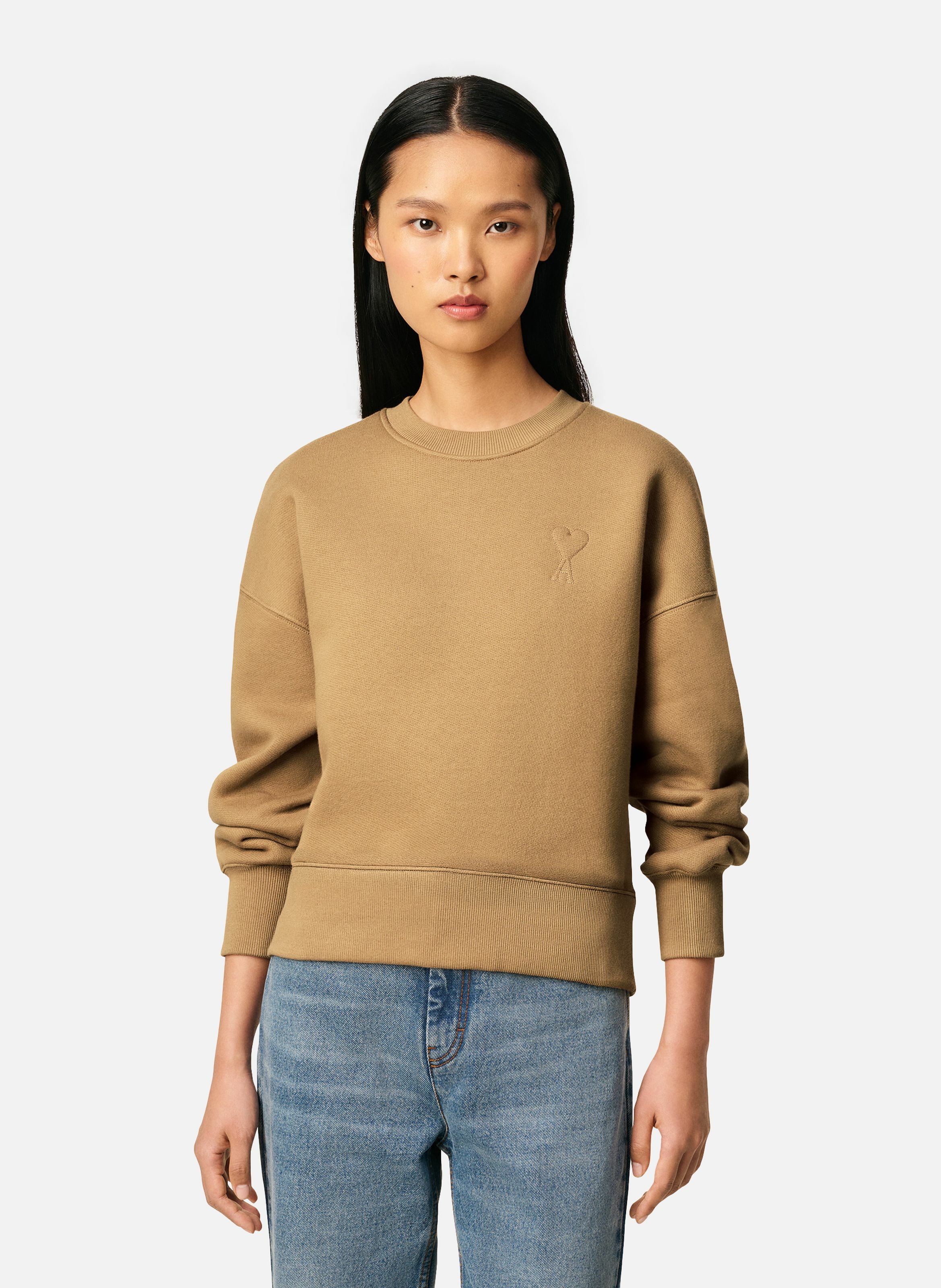 Sweatshirt ami de coeur en coton unisexe AMI PARIS Marron