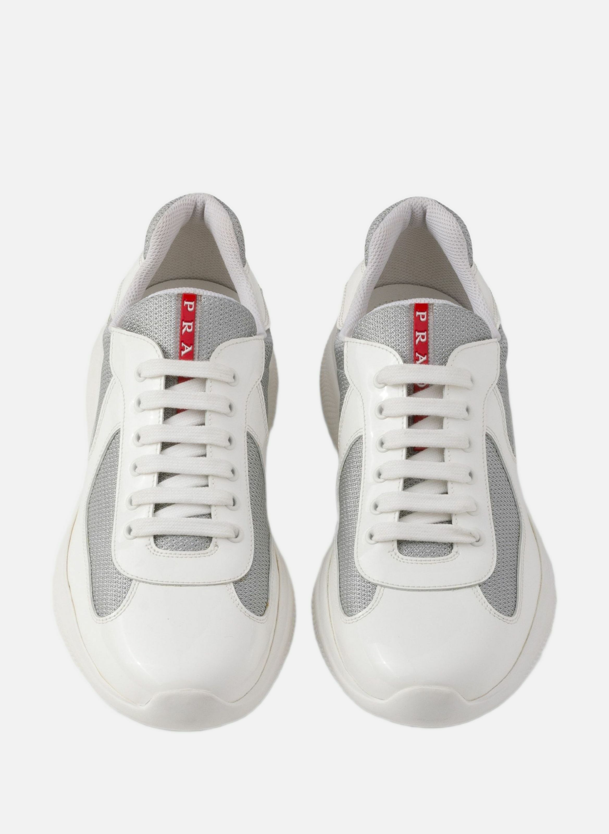 Sneakers prada america’s cup en cuir verni et tiss PRADA Blanc