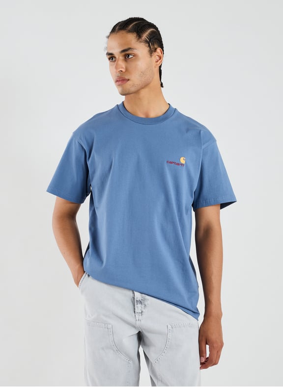 T-shirt American Script en coton organique Bleu by CARHARTT WIP CARHARTT WIP T-shirt American Script en coton organique Bleu