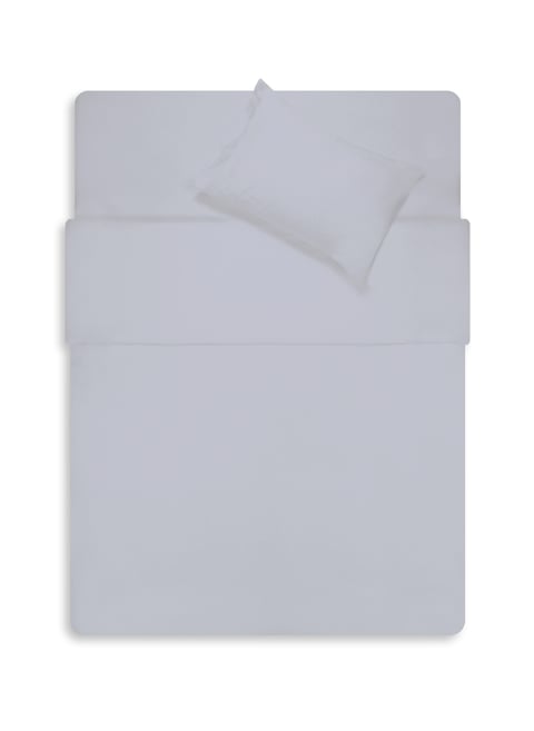 Housse de couette en satin de coton ArgentAU PRINTEMPS PARIS Housse de couette en satin de coton ArgentAU PRINTEMPS PARIS