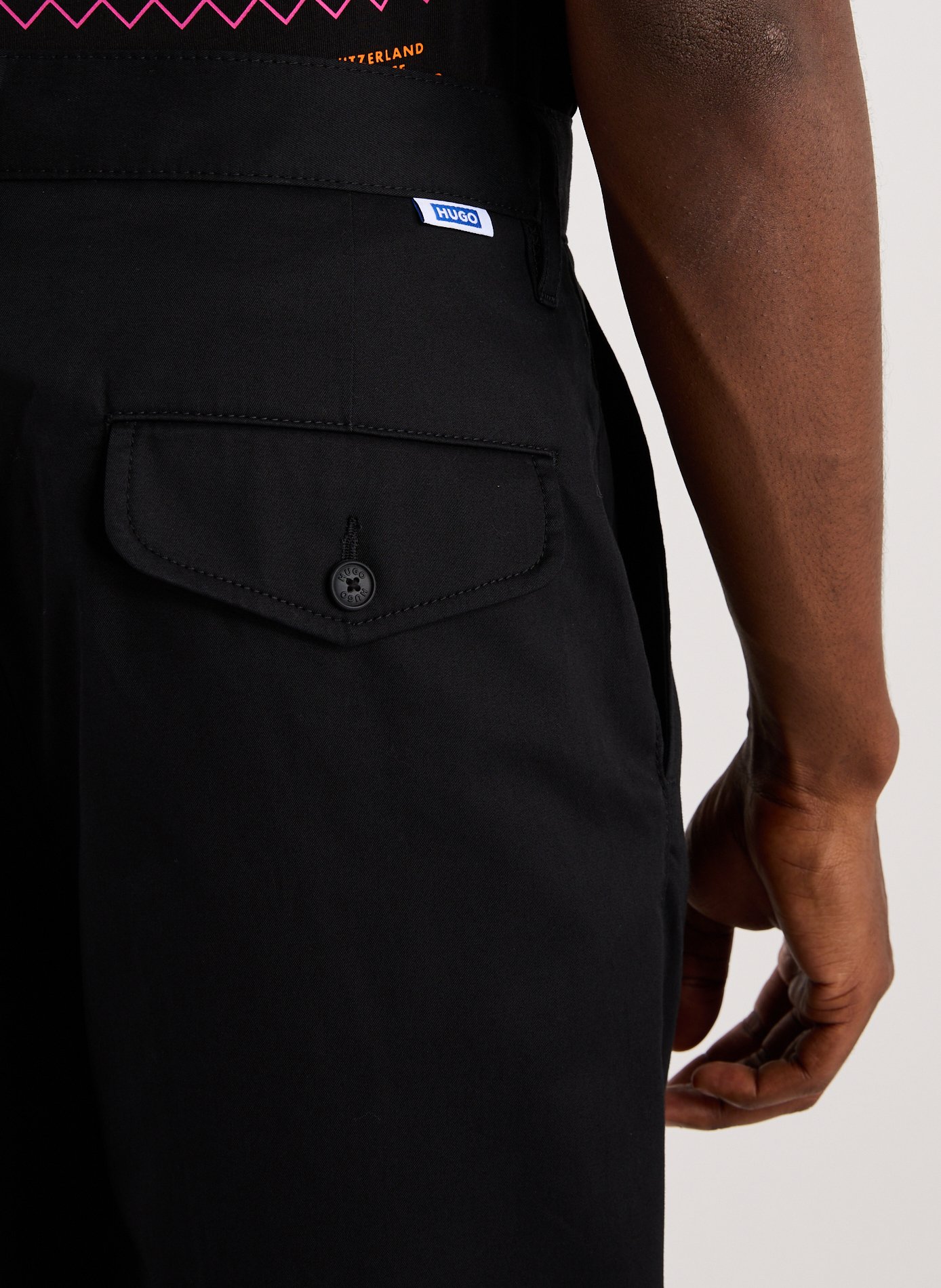 Straight cotton trousers HUGO BLUE Black