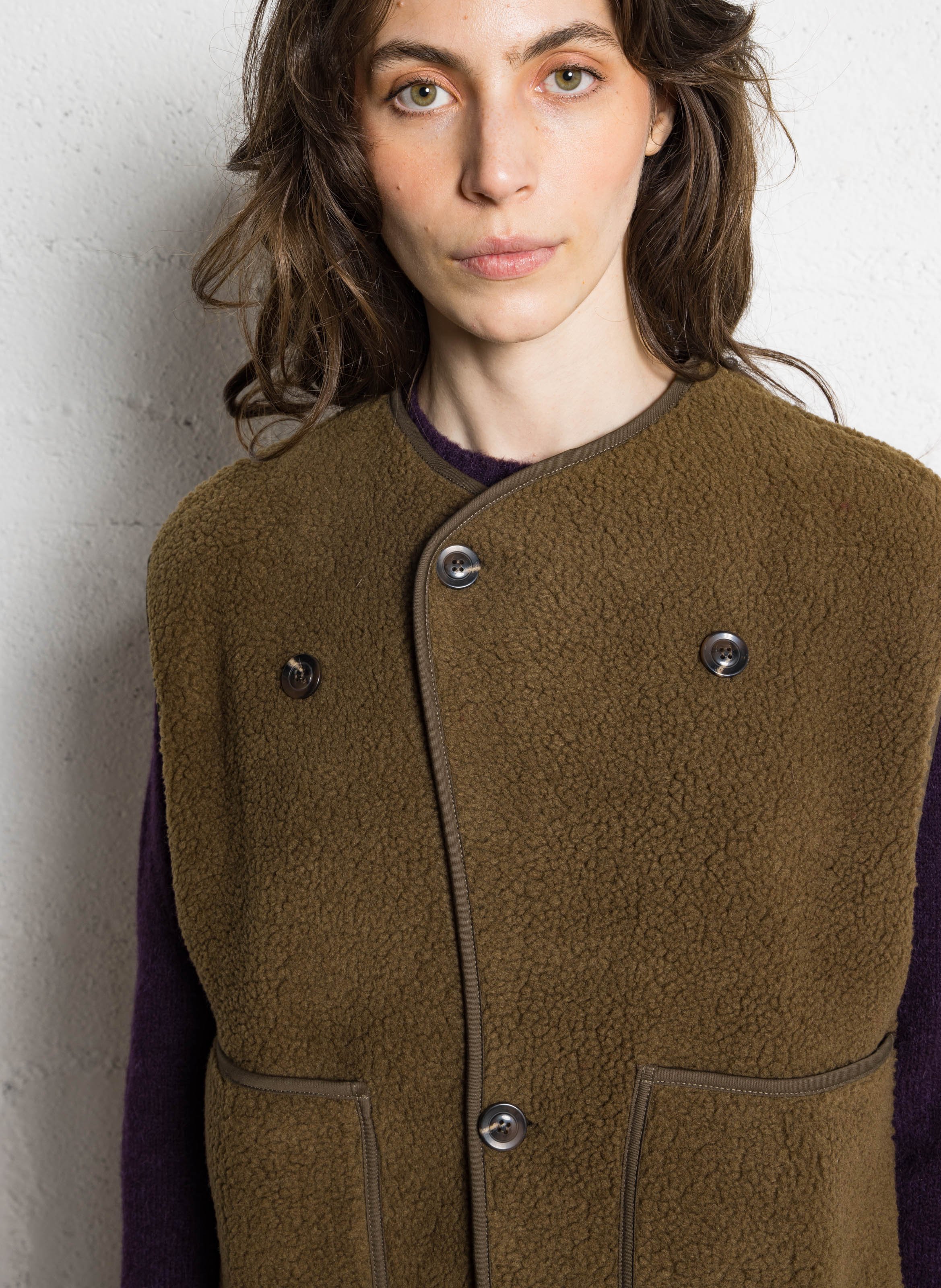 Veste sans manches droite boutonnée floyd SOEUR Kaki