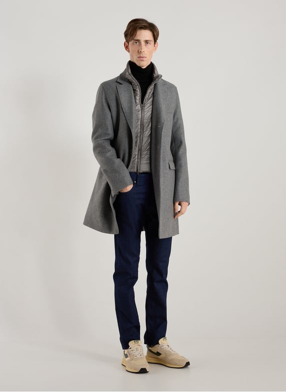 Straight wool-blend coat with classic collar | Grey by HERNO Straight wool-blend coat with classic collar Grey