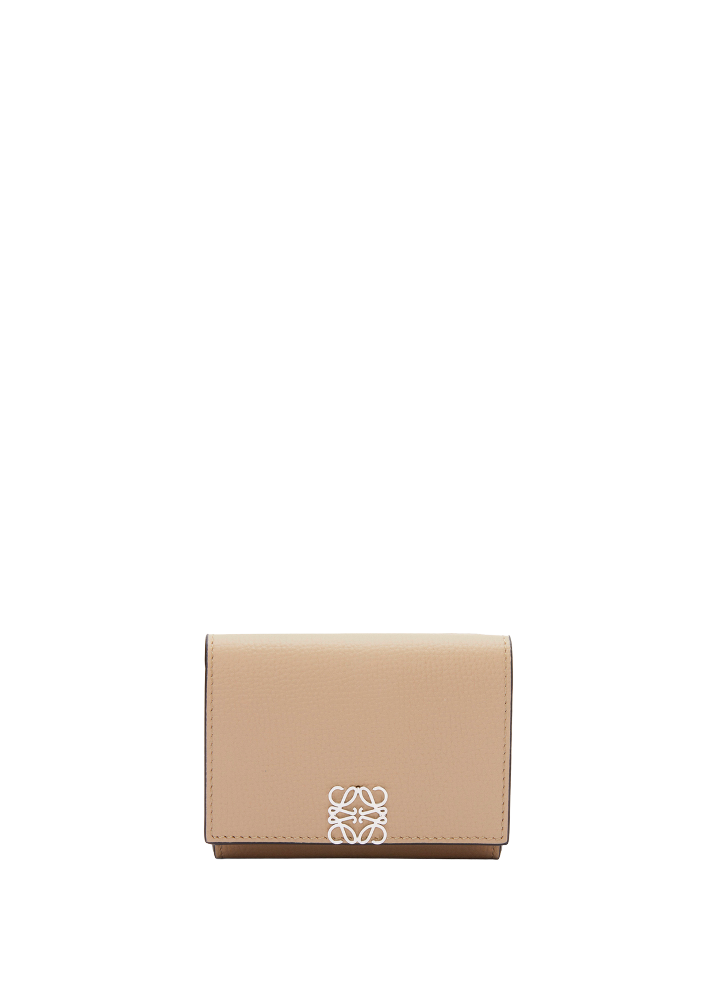 LOEWE Three-fold Anagram calfskin leather wallet Beige