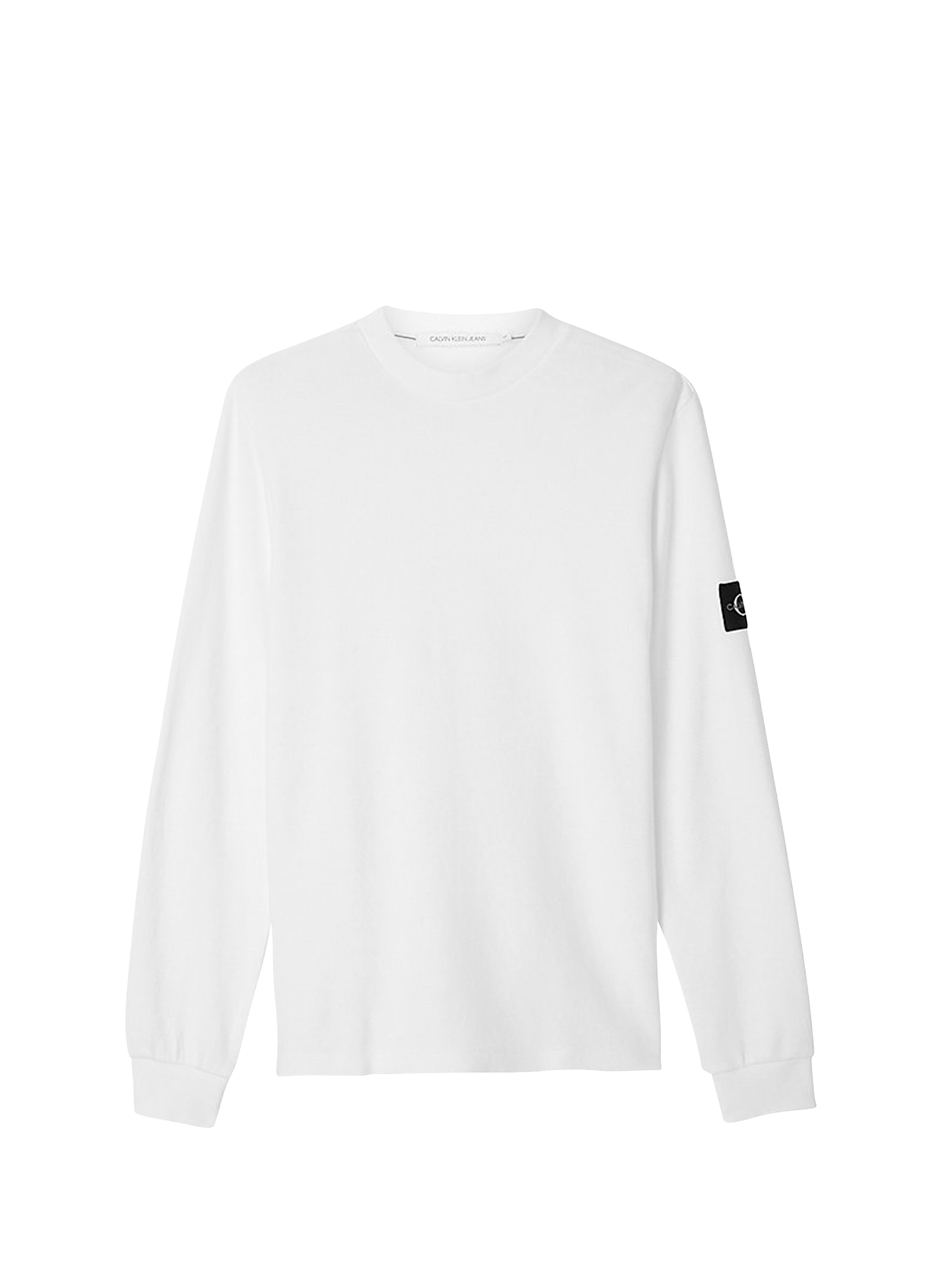 CALVIN KLEIN Pull col rond en coton Blanc