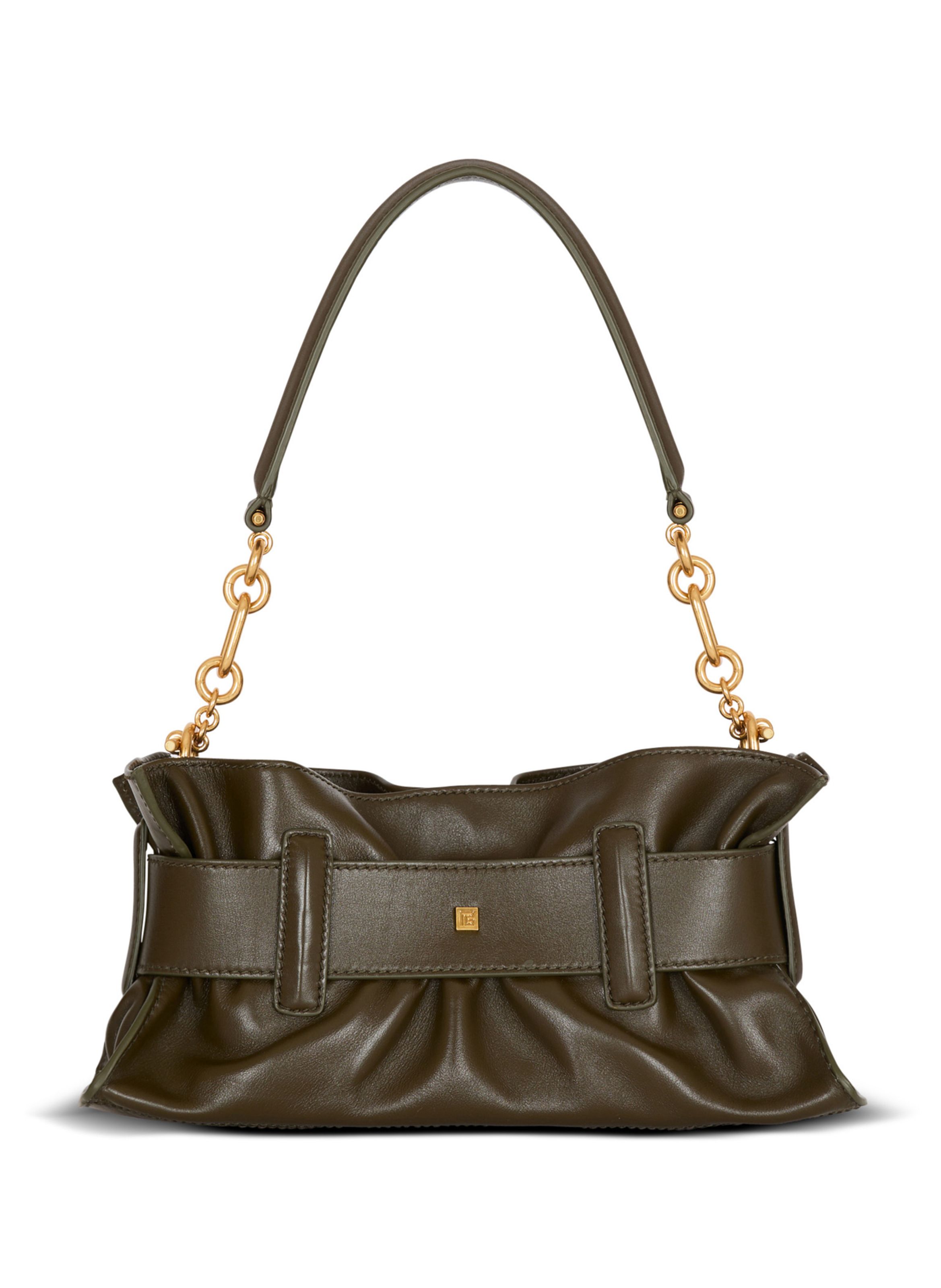 Sac anthem mini shoulder en cuir de veau BALMAIN Vert