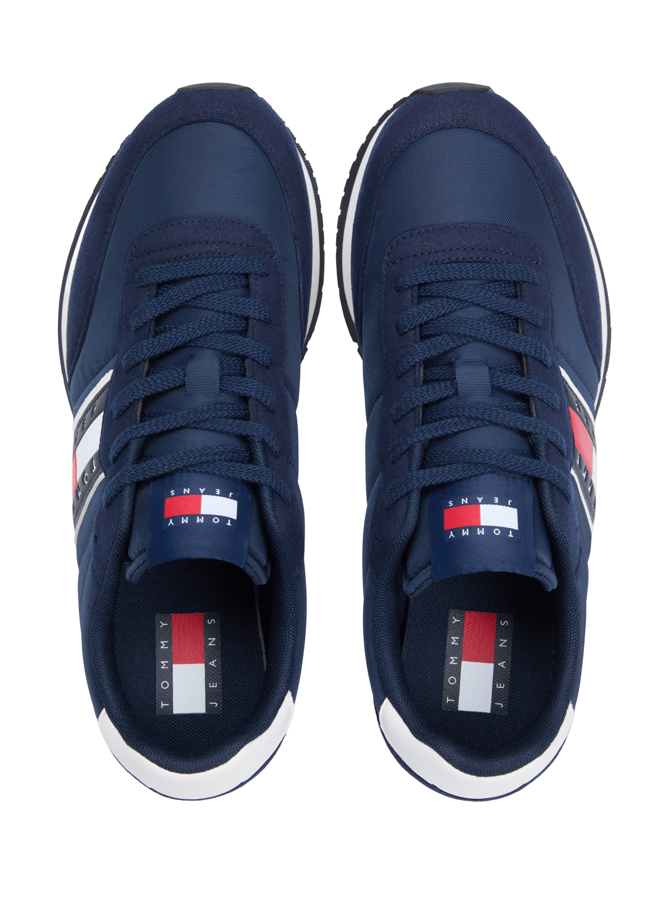 Basket bi-matière avec logo Bleu