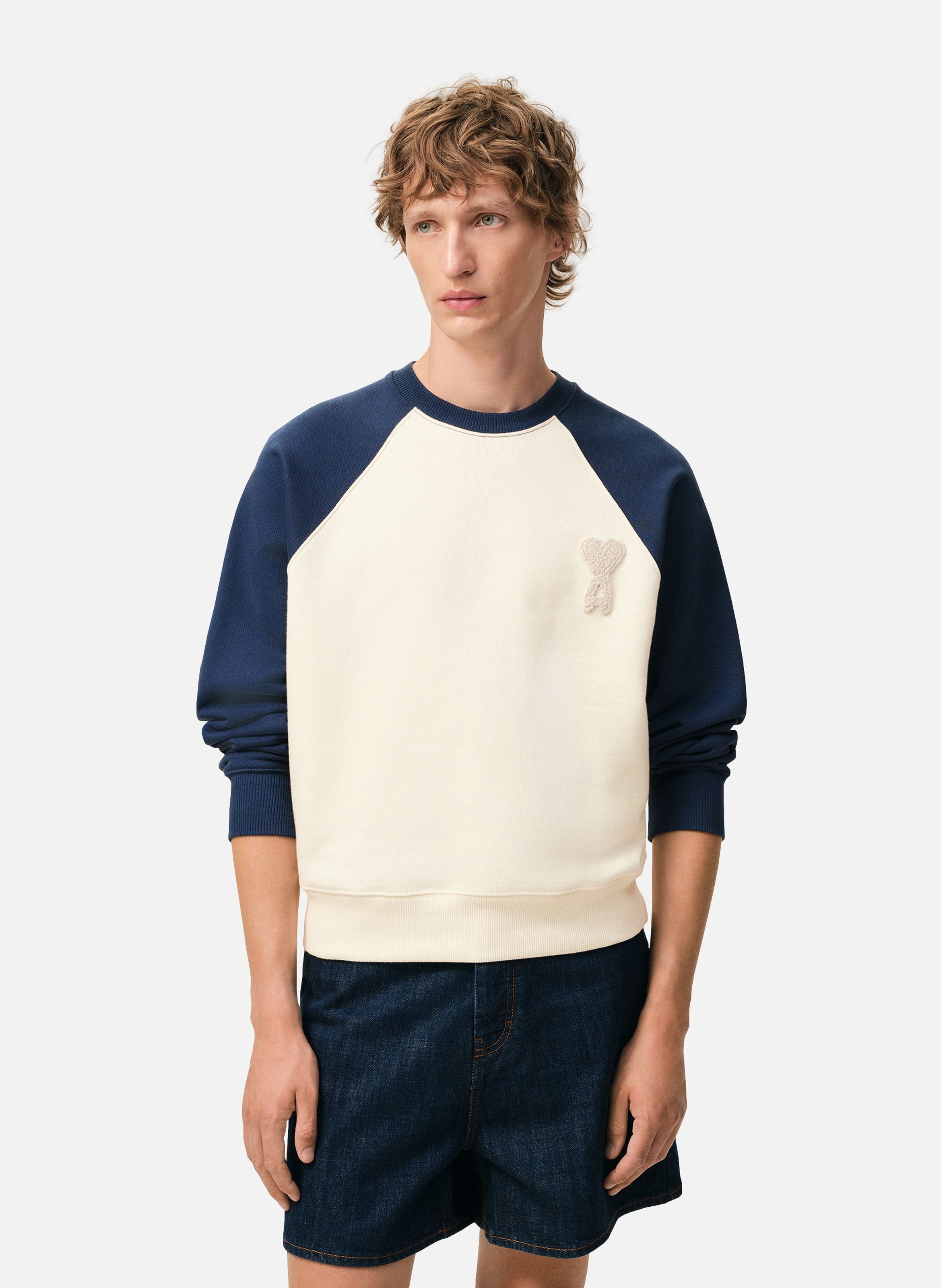 Sweatshirt ami de coeur crochet unisexe en coton AMI PARIS Bleu