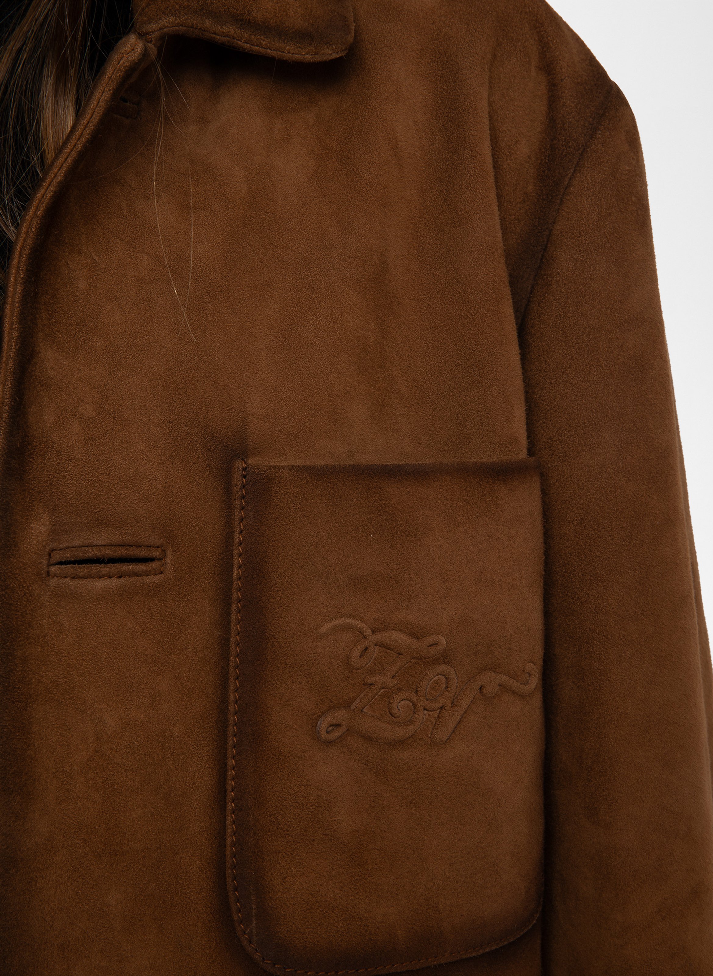 Blouson col classique en cuir venezia ZADIG&VOLTAIRE Marron