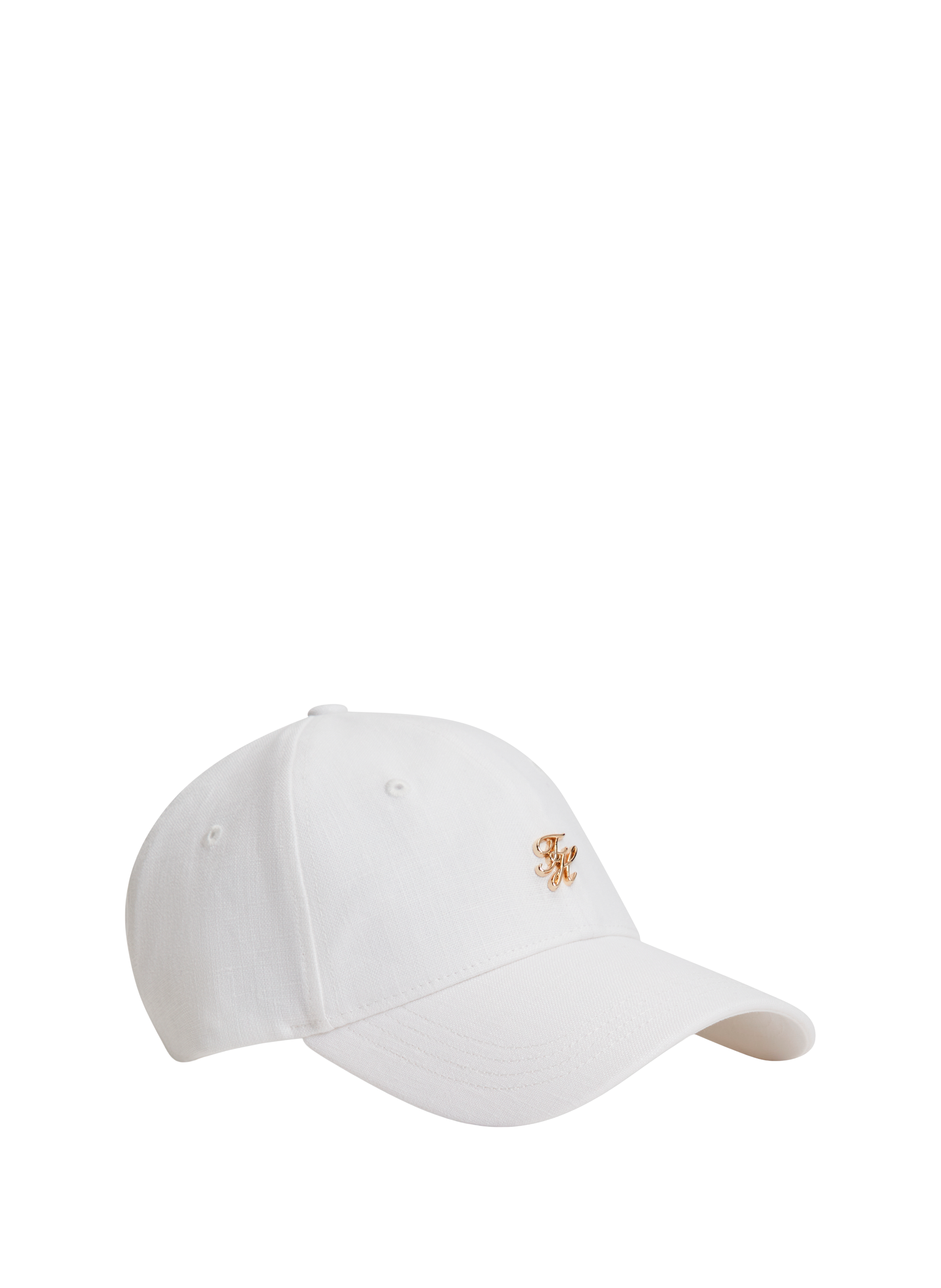 Casquette à logo doré en lin TOMMY HILFIGER Blanc