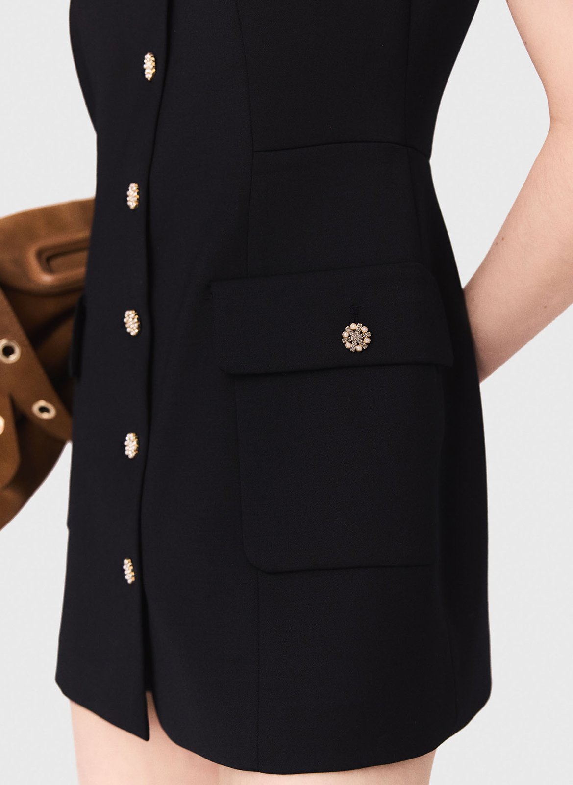 Robe cintrée col v MAJE Bleu