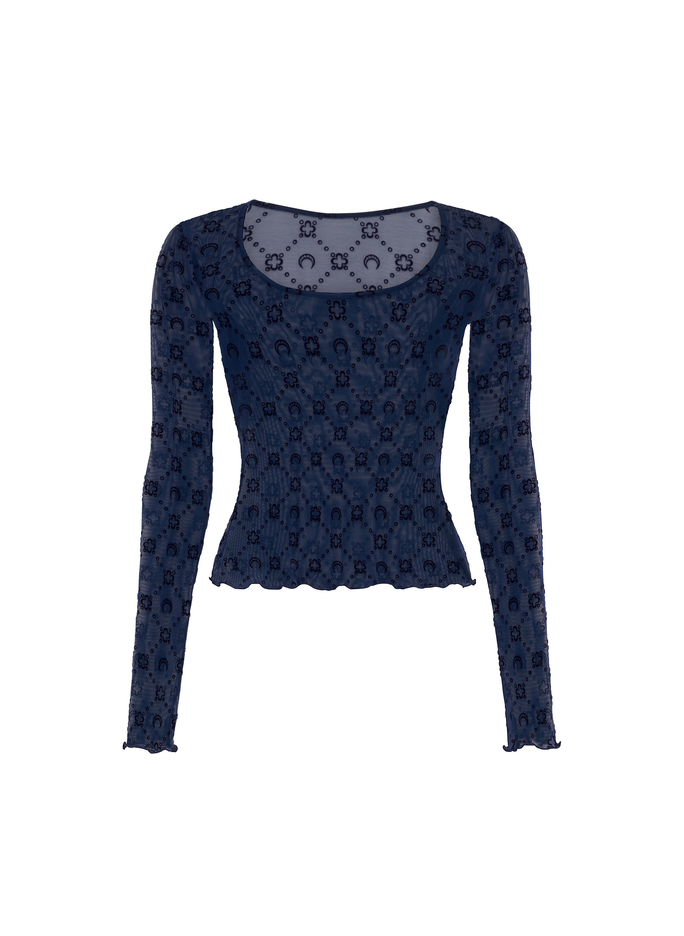 Moonogram mesh flock long sleeves roundneck top MARINE SERRE Blue