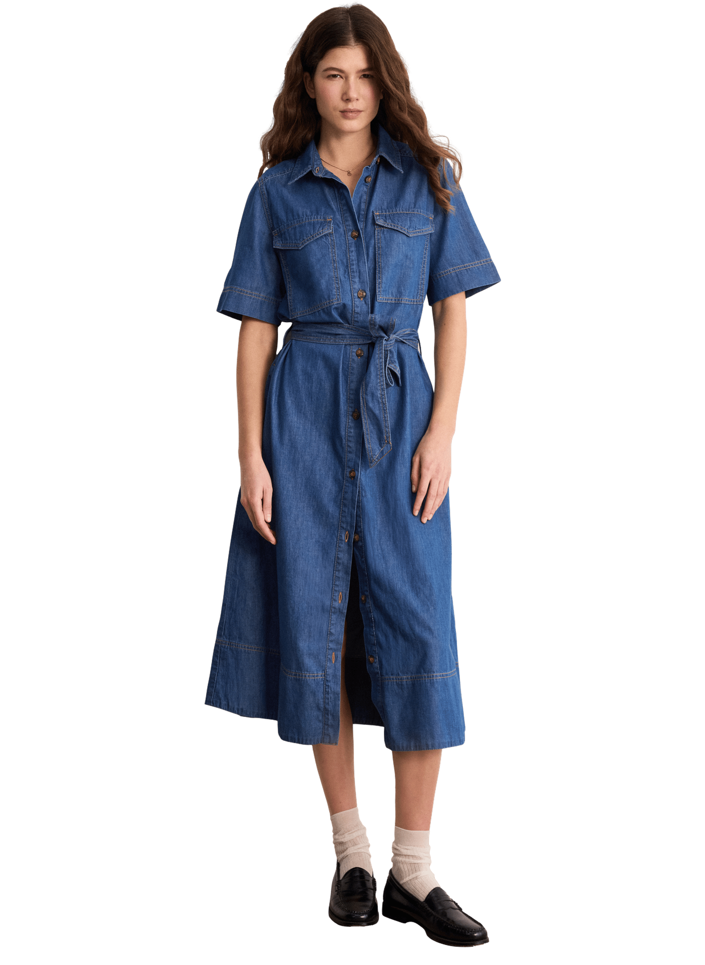 Robe chemise en denim PABLO Bleu