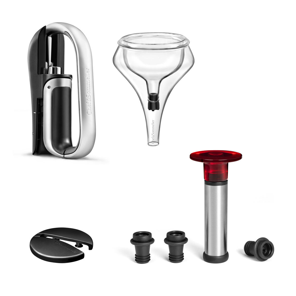 Œnologie - set de 4 accessoires œnologiques CHEF & SOMMELIER Argent