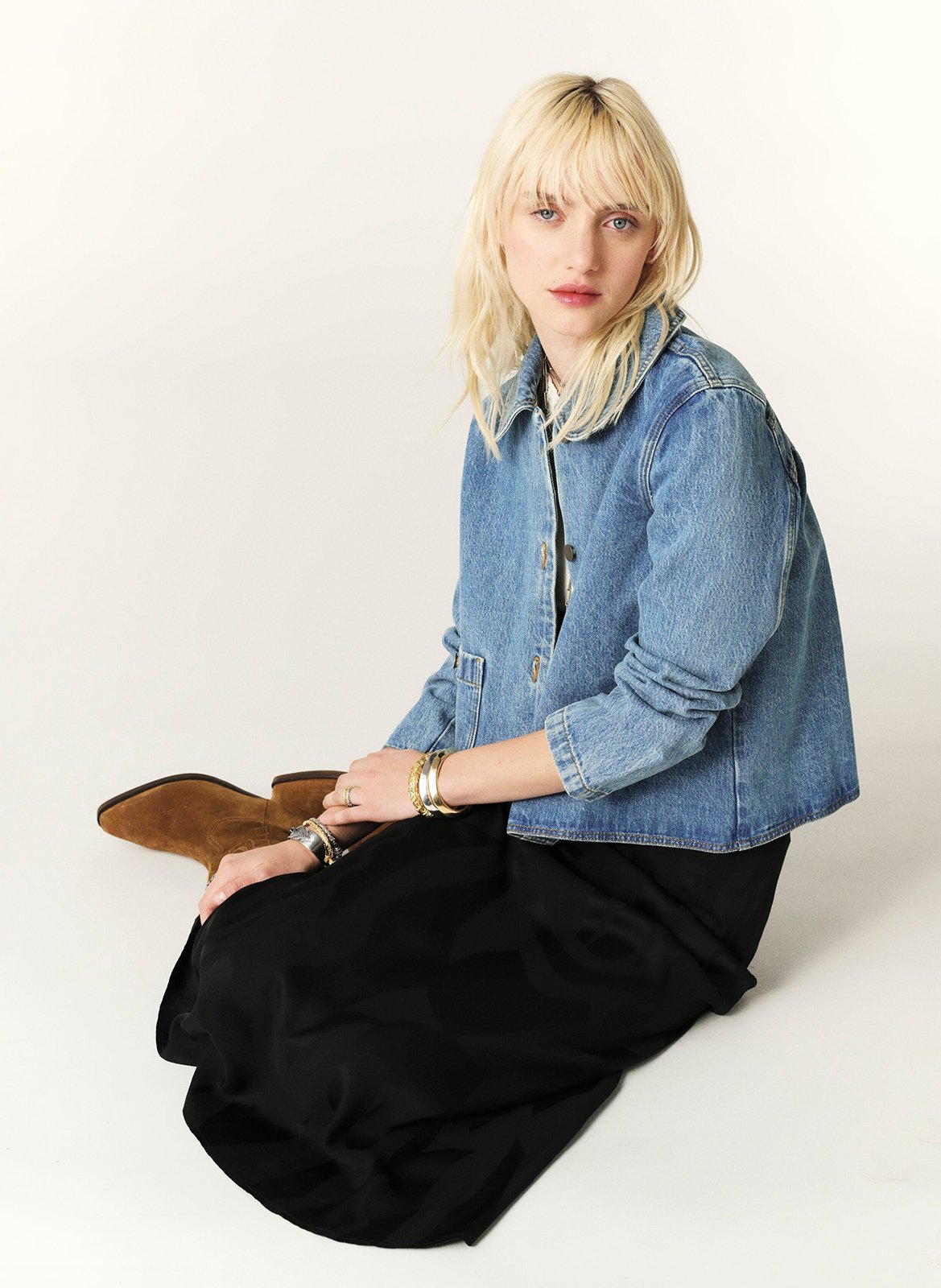 Veste courte en denim délavé tiny BA&SH Bleu