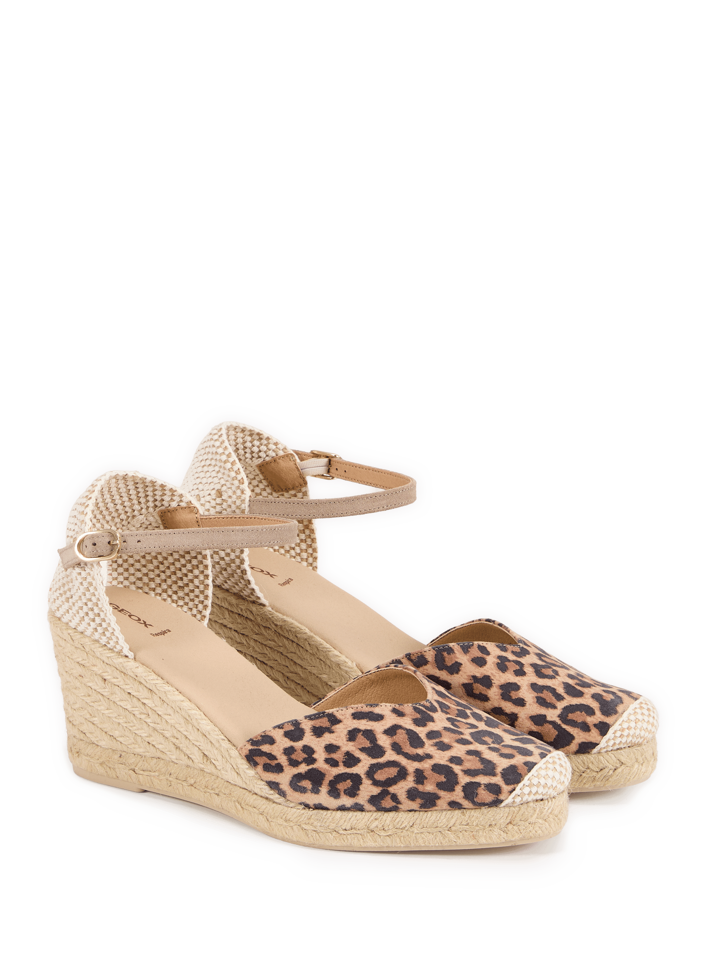 Gelsa wedge heel sandals in mixed leather GEOX Beige