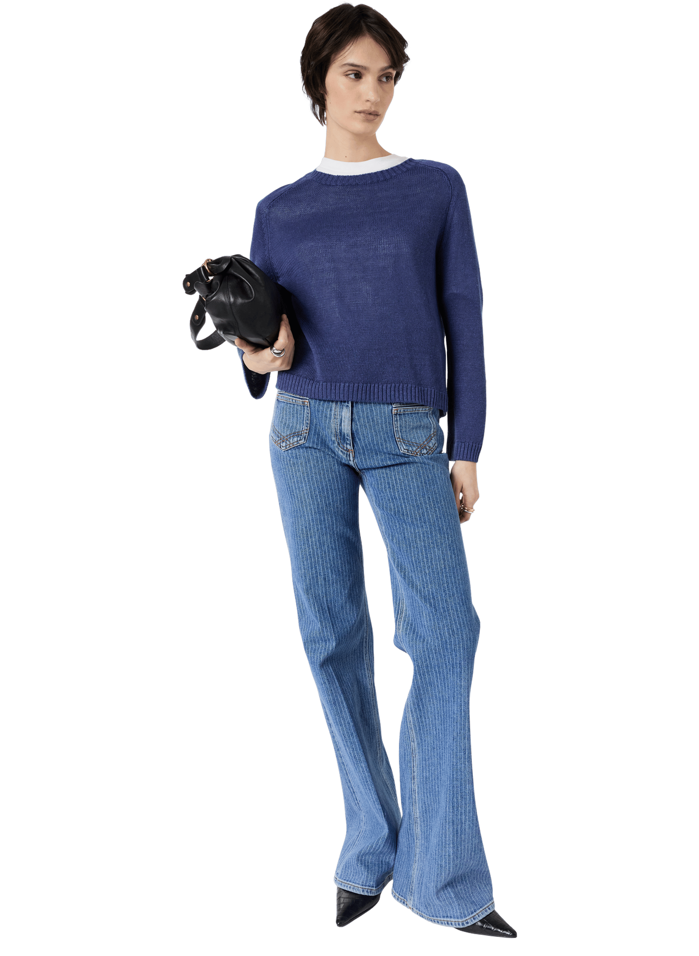 Pull col rond en lin - lauranna GERARD DAREL Bleu