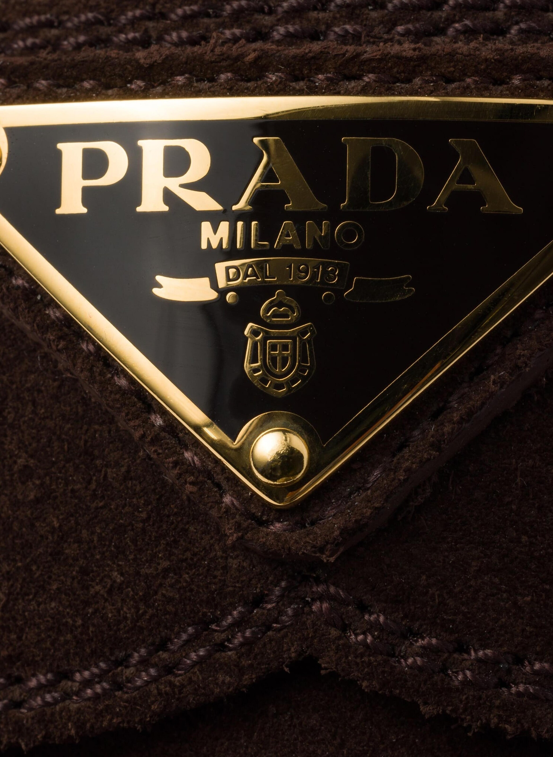 Mocassins en veau velours chocolat PRADA Marron