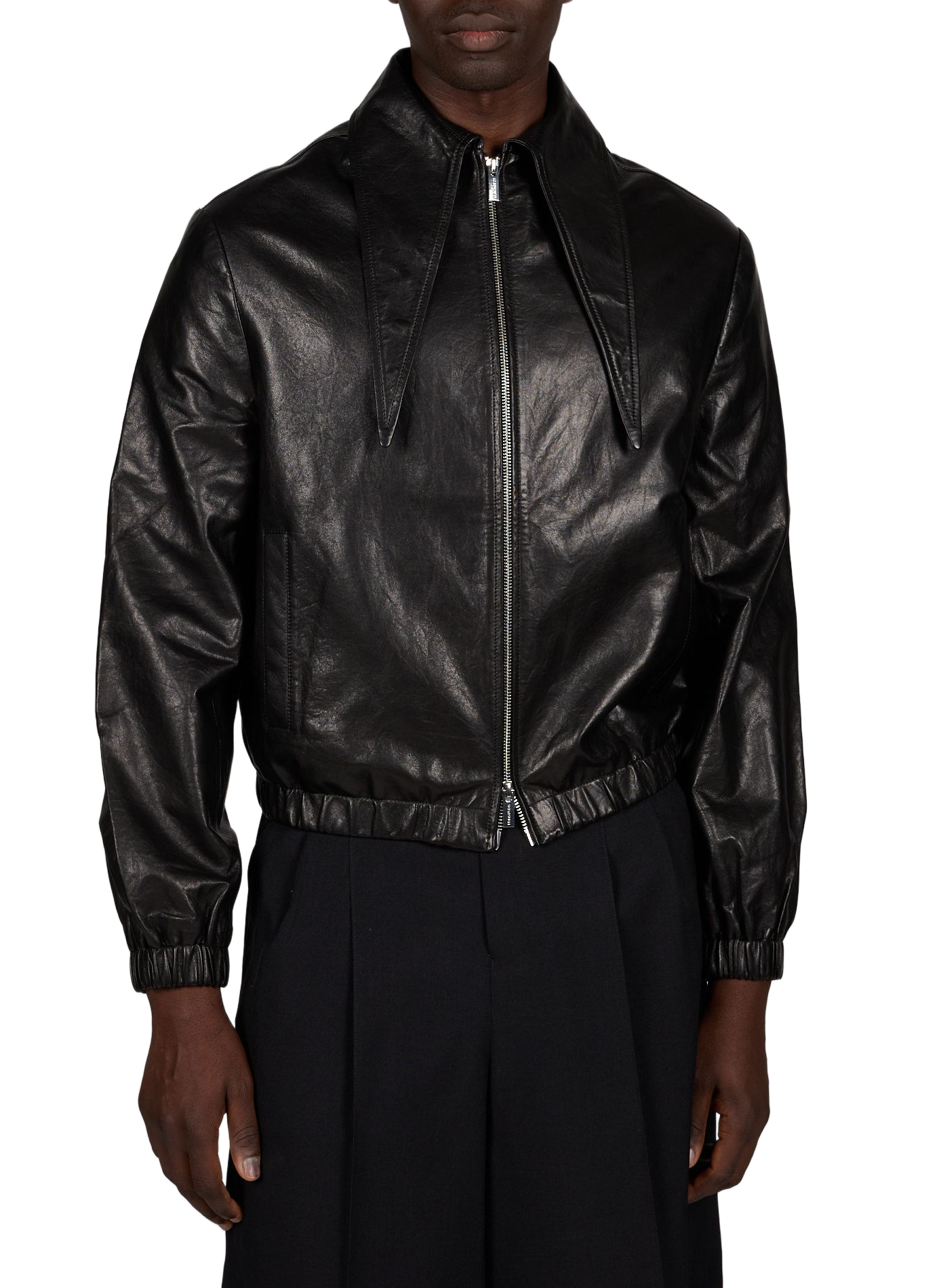 Oversized leather jacket SEAN SUEN Black