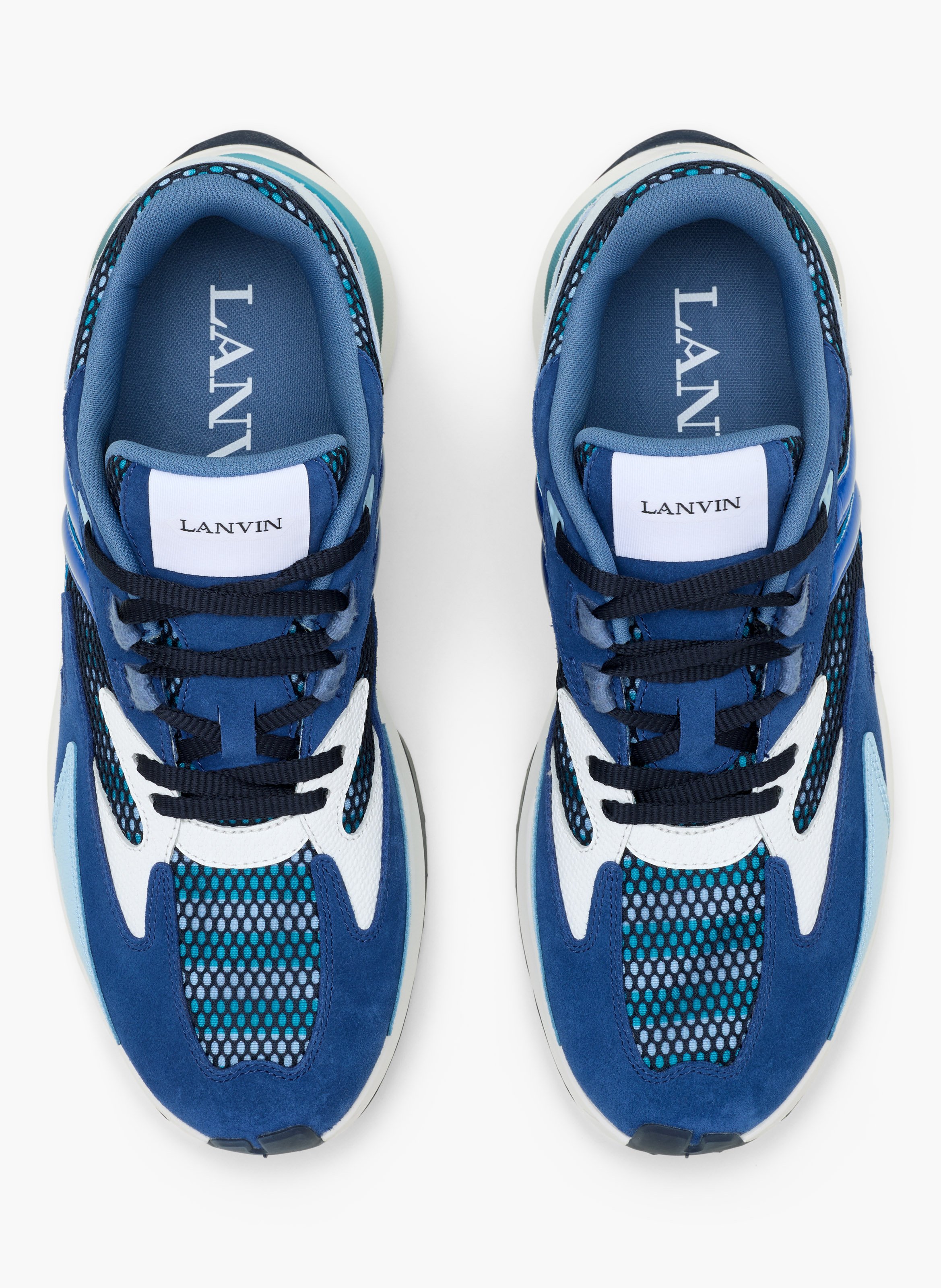 Sneakers jla en mesh et cuir métallisé LANVIN Bleu