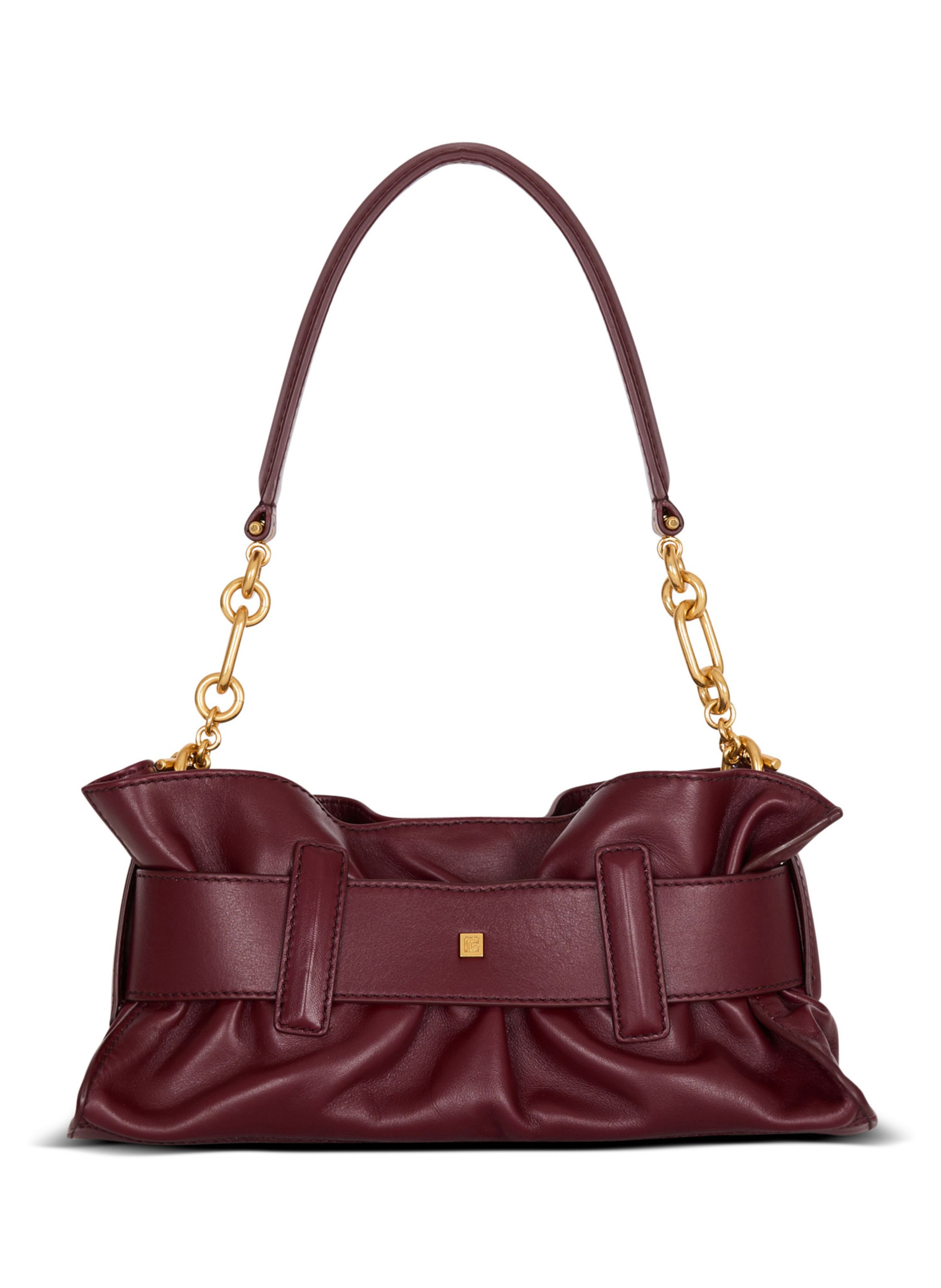 Sac anthem mini en cuir de veau BALMAIN Marron