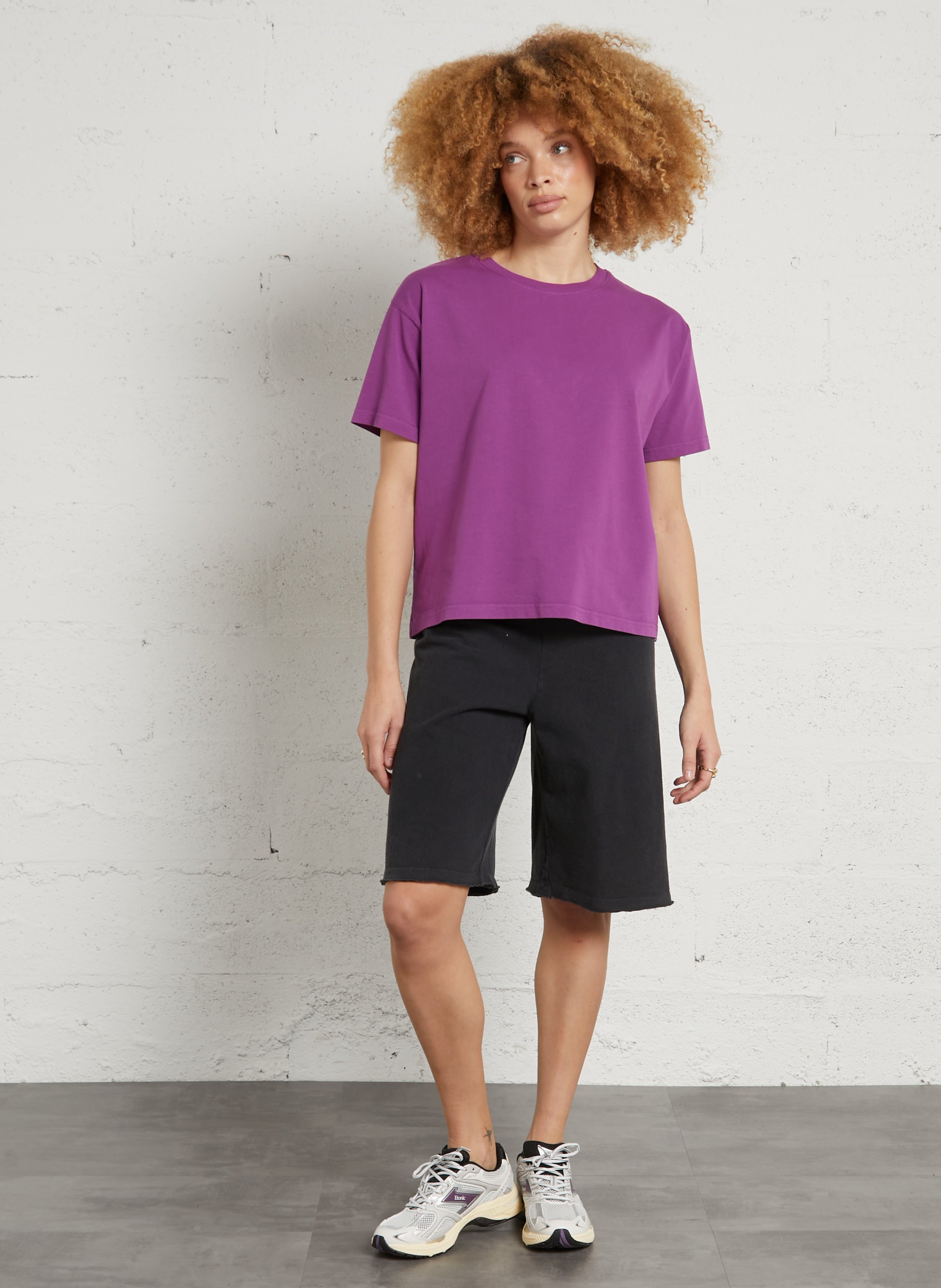 Tee-shirt ample col rond en coton fizvalley AMERICAN VINTAGE Violet