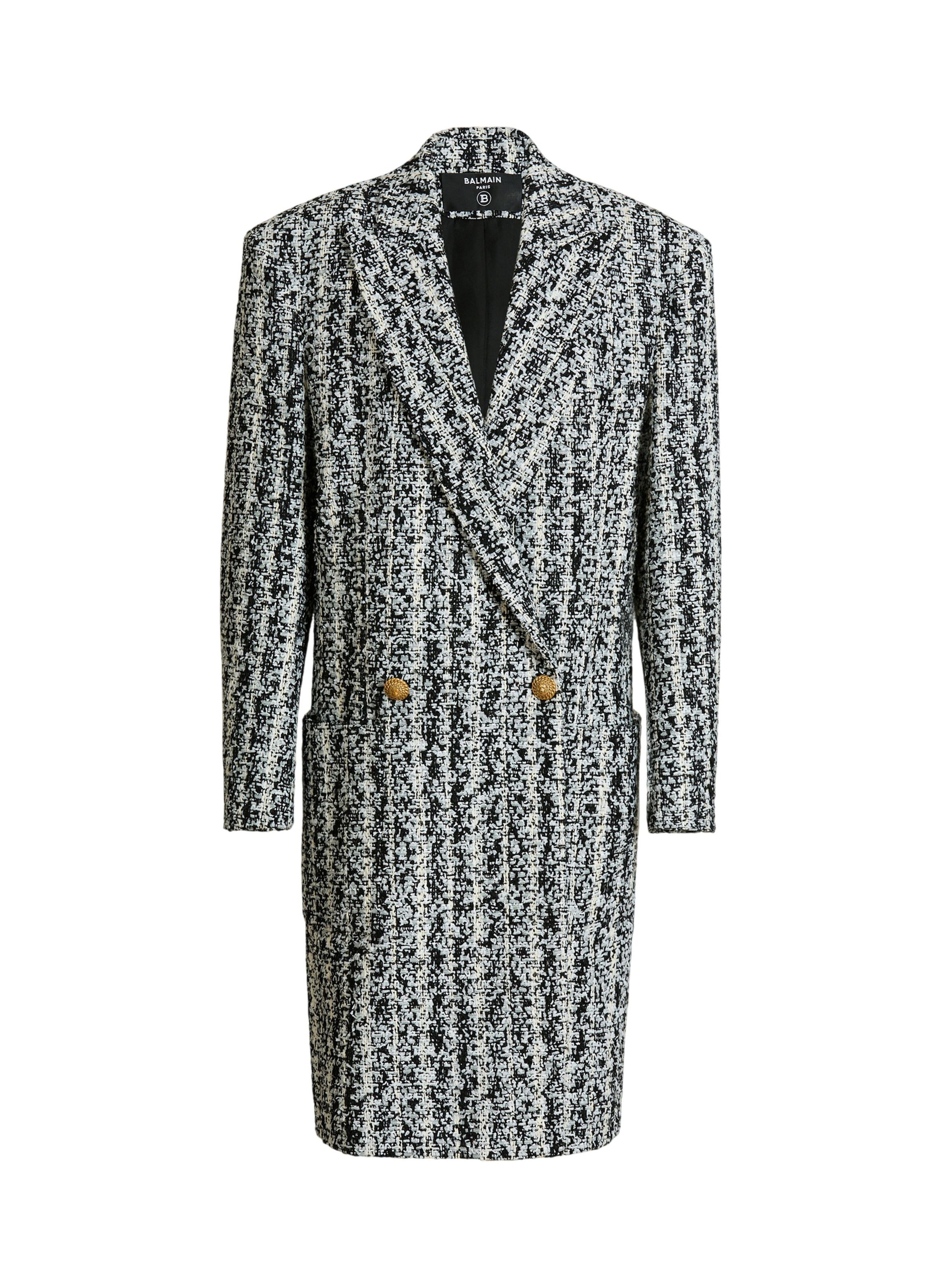 Manteau long en tweed BALMAIN Noir