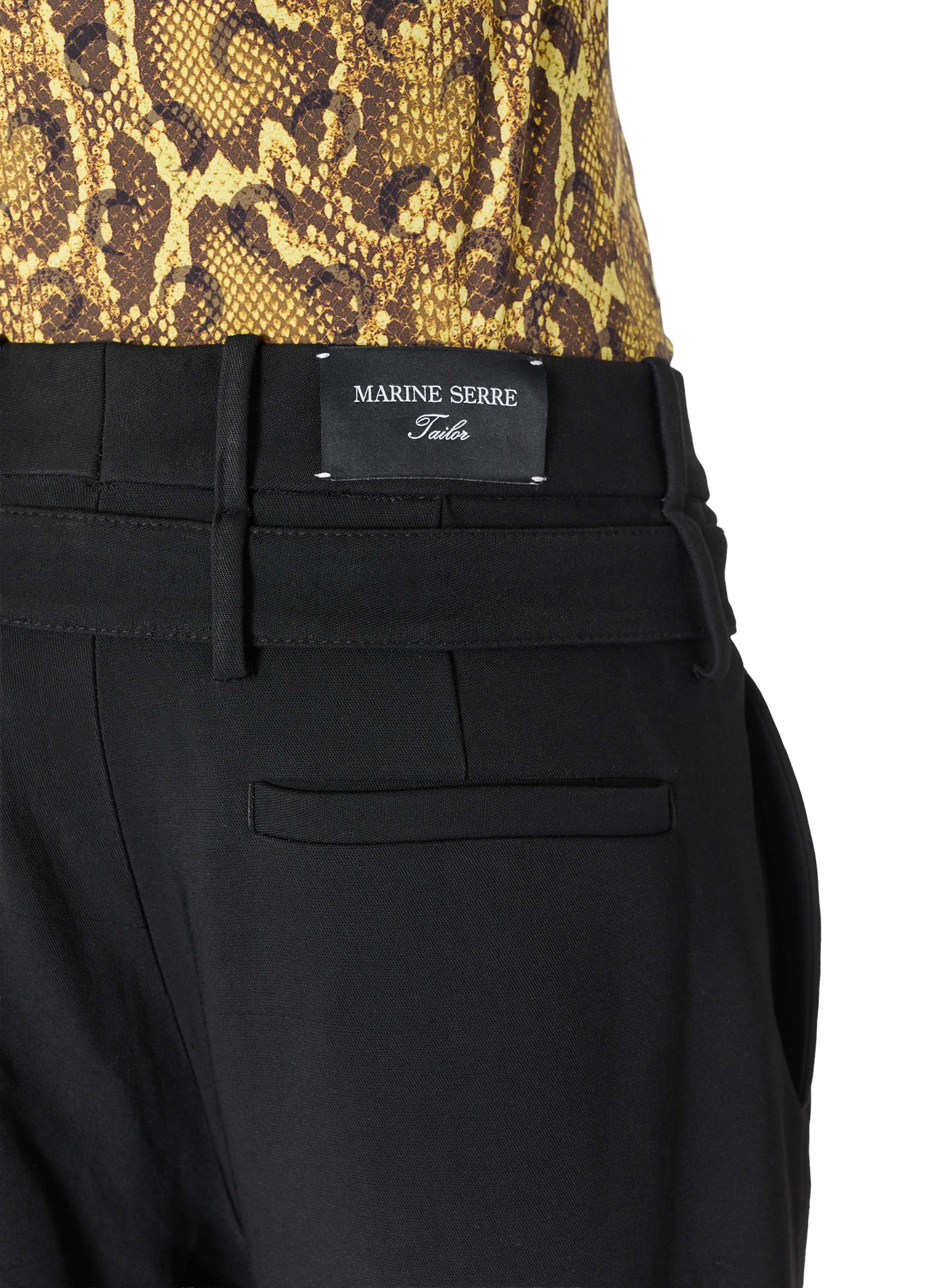 Pantalon tailleur ceinturé en serge de laine MARINE SERRE Noir