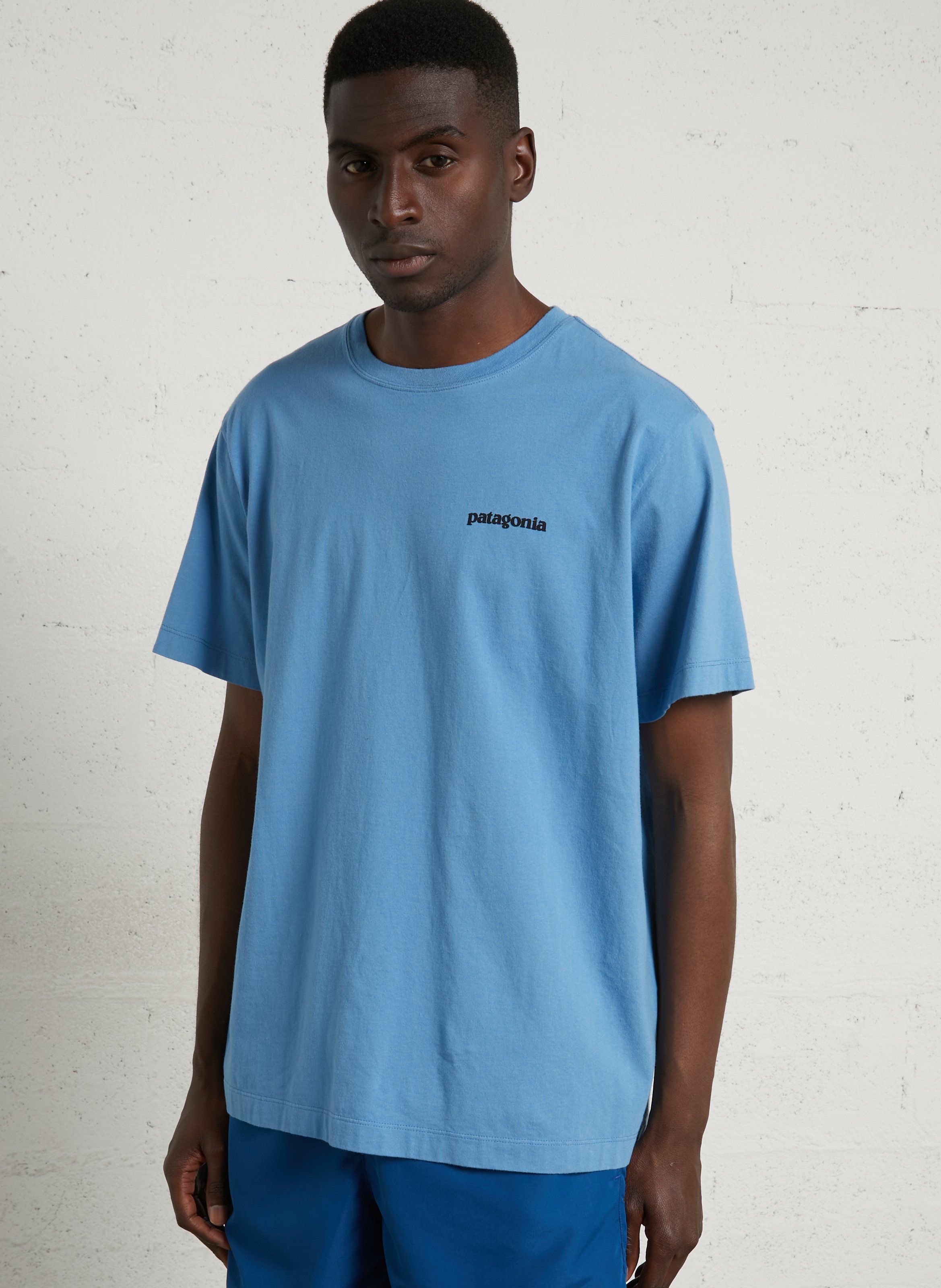 Oversized T-shirt met ronde hals van biologisch katoen met zeefdruk PATAGONIA Blauw