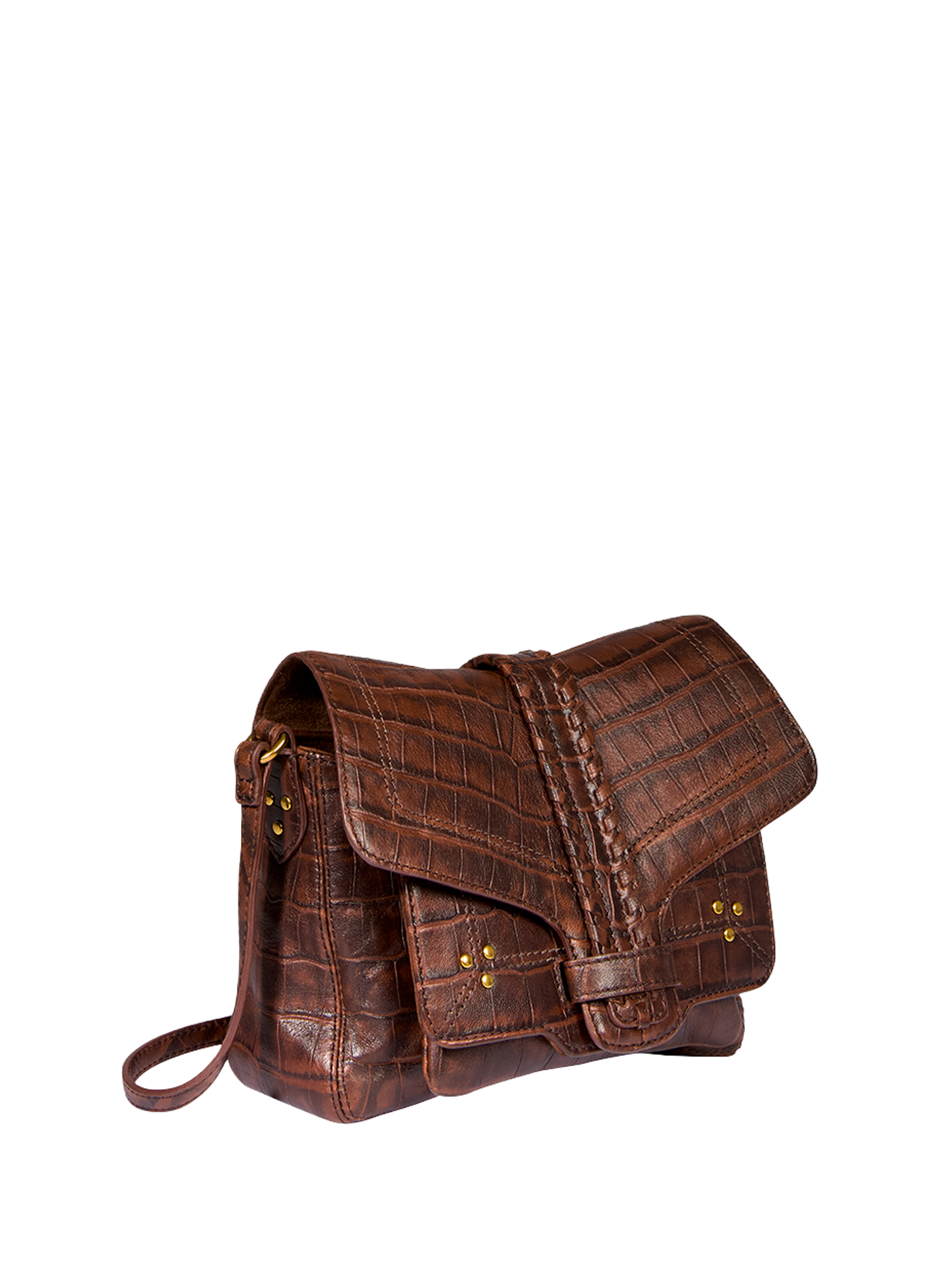Harry S Handtasche aus Schafleder mit Krokodileffekt JÉRÔME DREYFUSS Braun