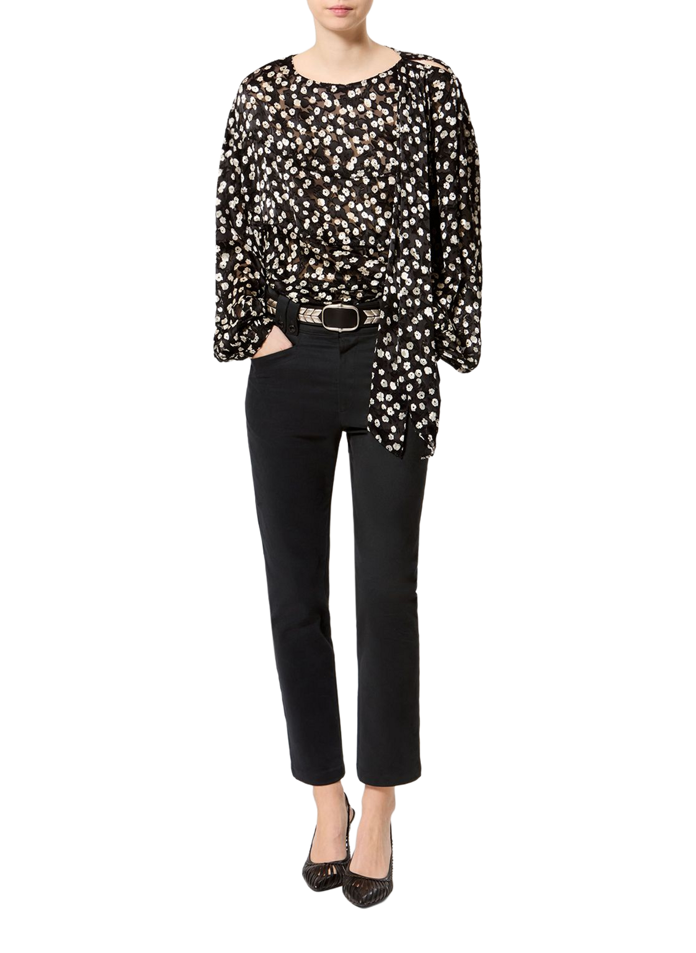 Printed silk blend evening blouse ISABEL MARANT Black