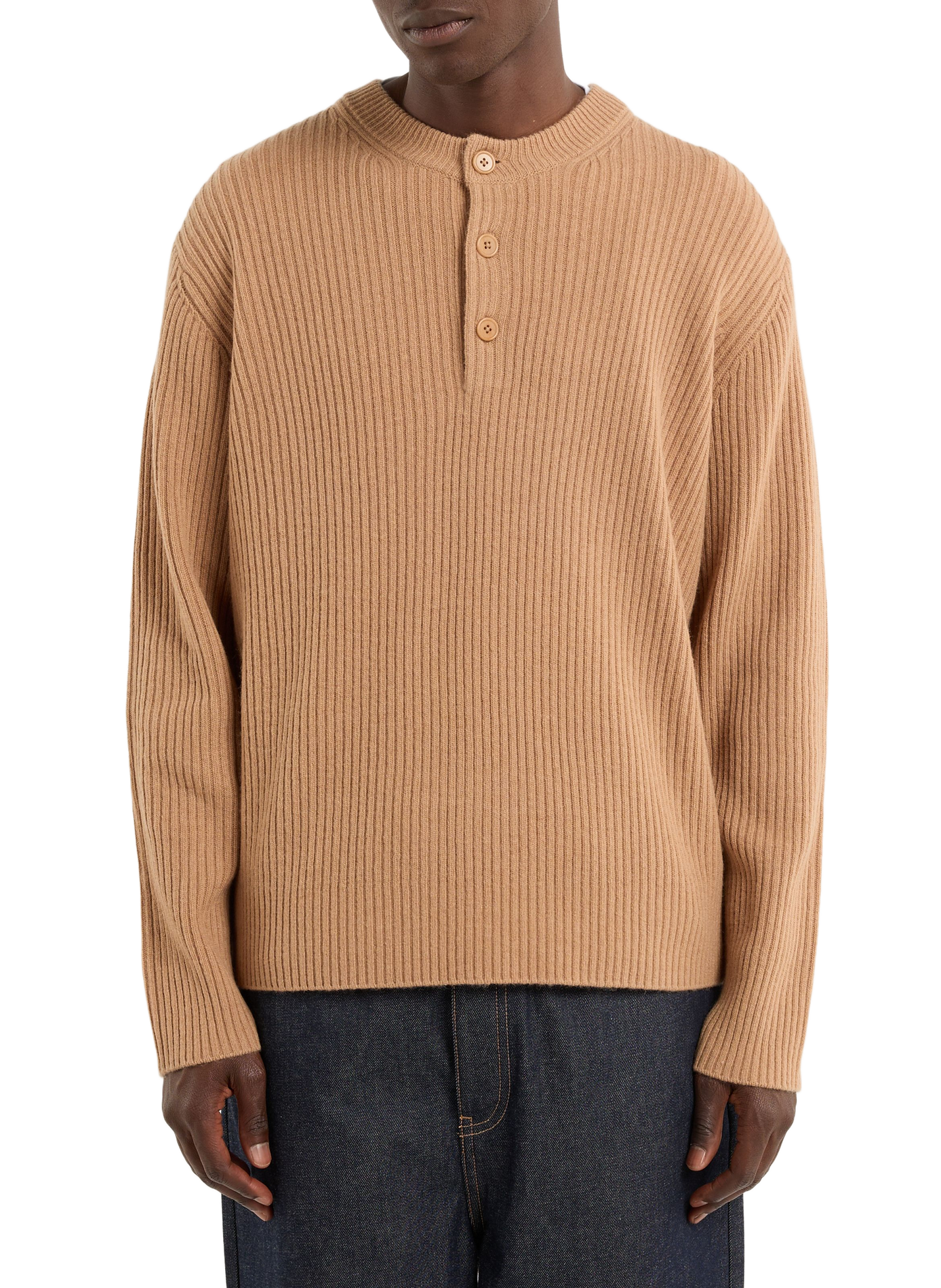 Woolen button-up oversized sweater SAISON 1865 Beige