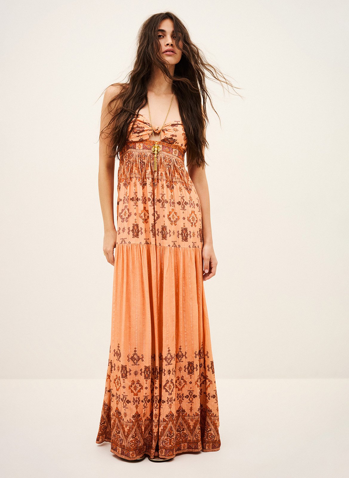 Robe midi imprimée zema BA&SH Orange