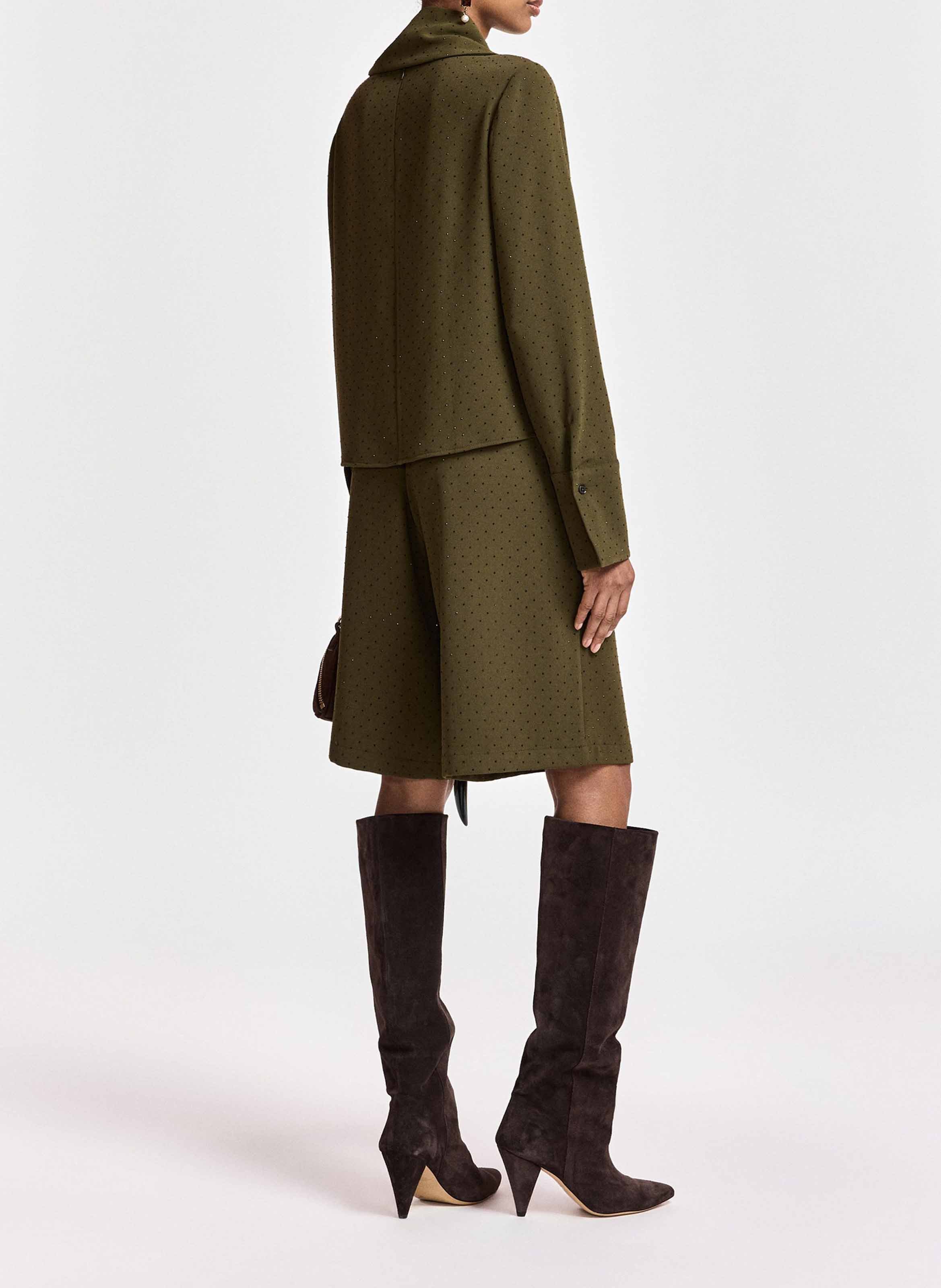 Top droit asymétrique à strass kalanchoe ESSENTIEL ANTWERP Vert