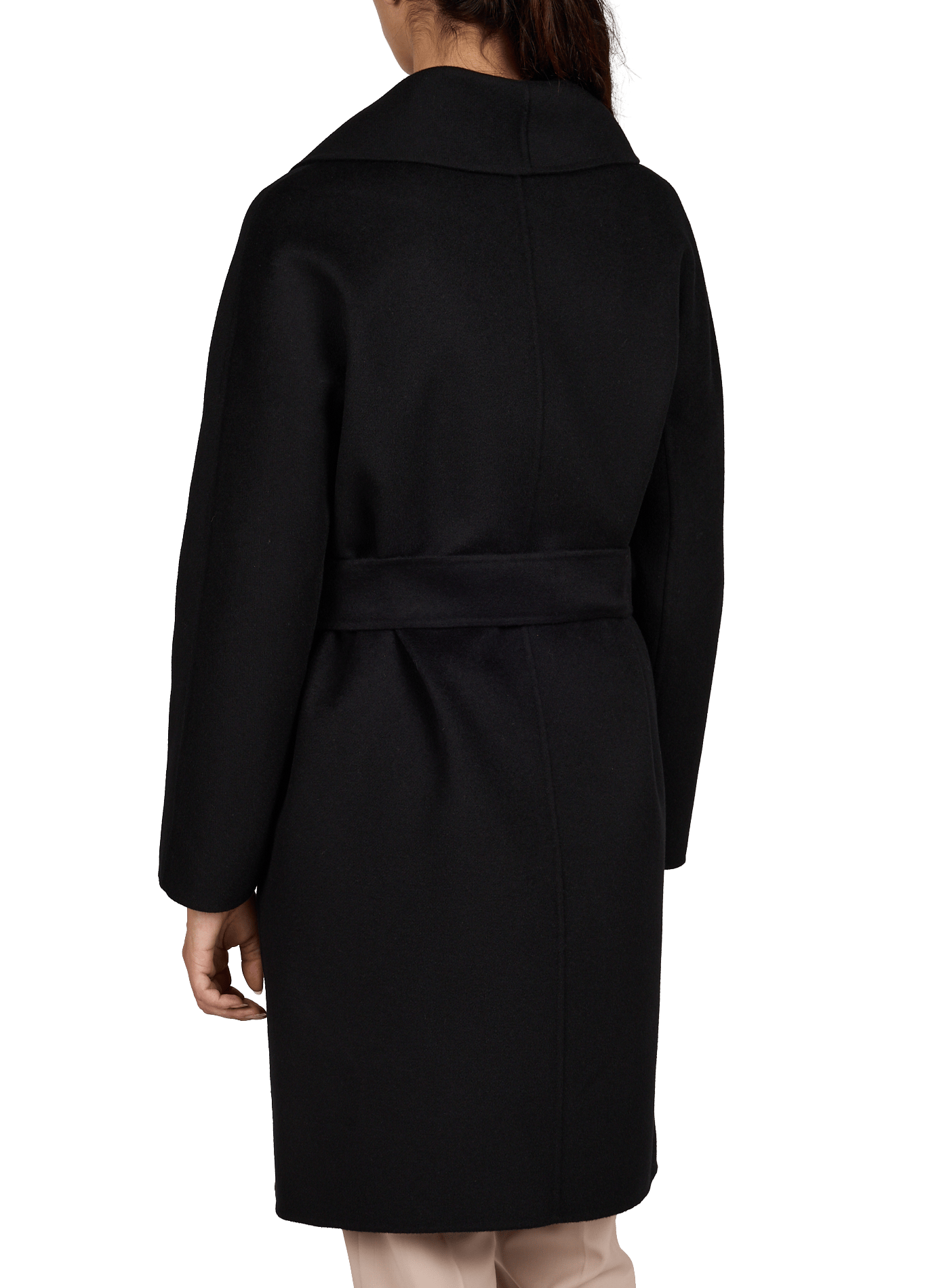 Manteau à col châle ceinturé en laine mélangée MAX MARA STUDIO Noir