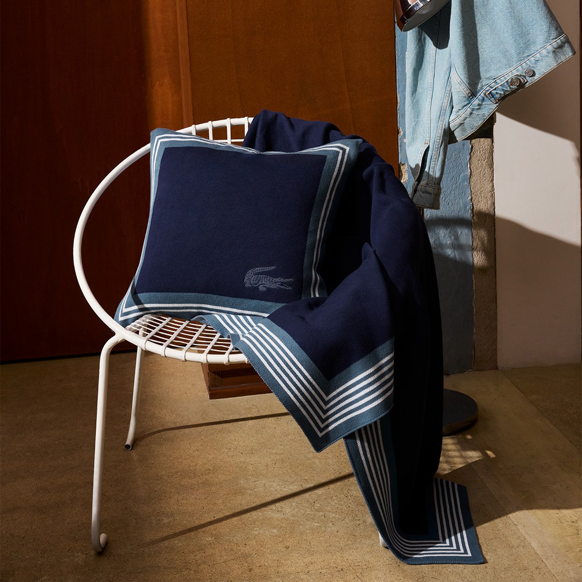 Housse de coussin en coton, l frame LACOSTE HOME Bleu