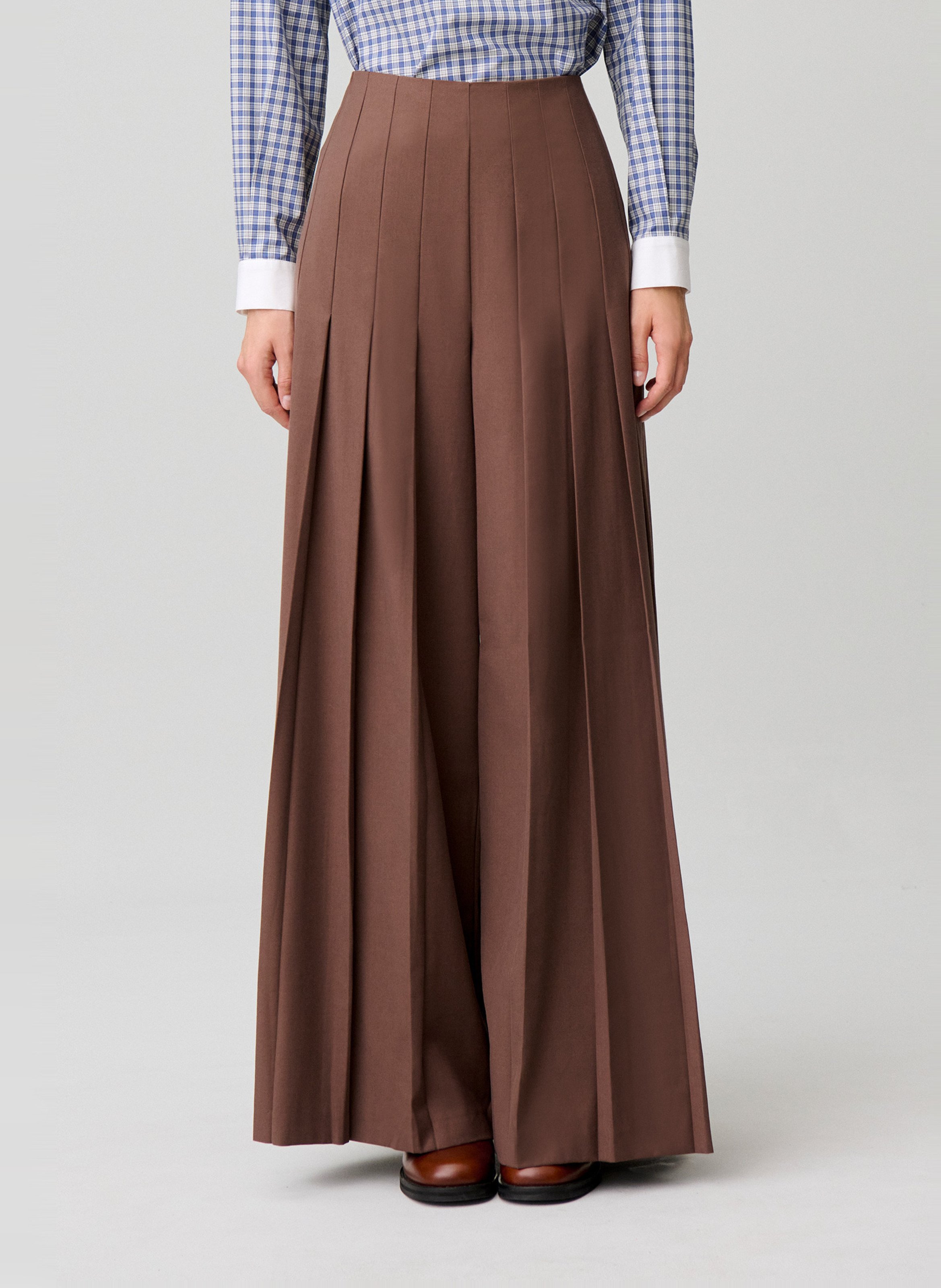 Pantalon large taille haute plissé CLAUDIE PIERLOT Marron