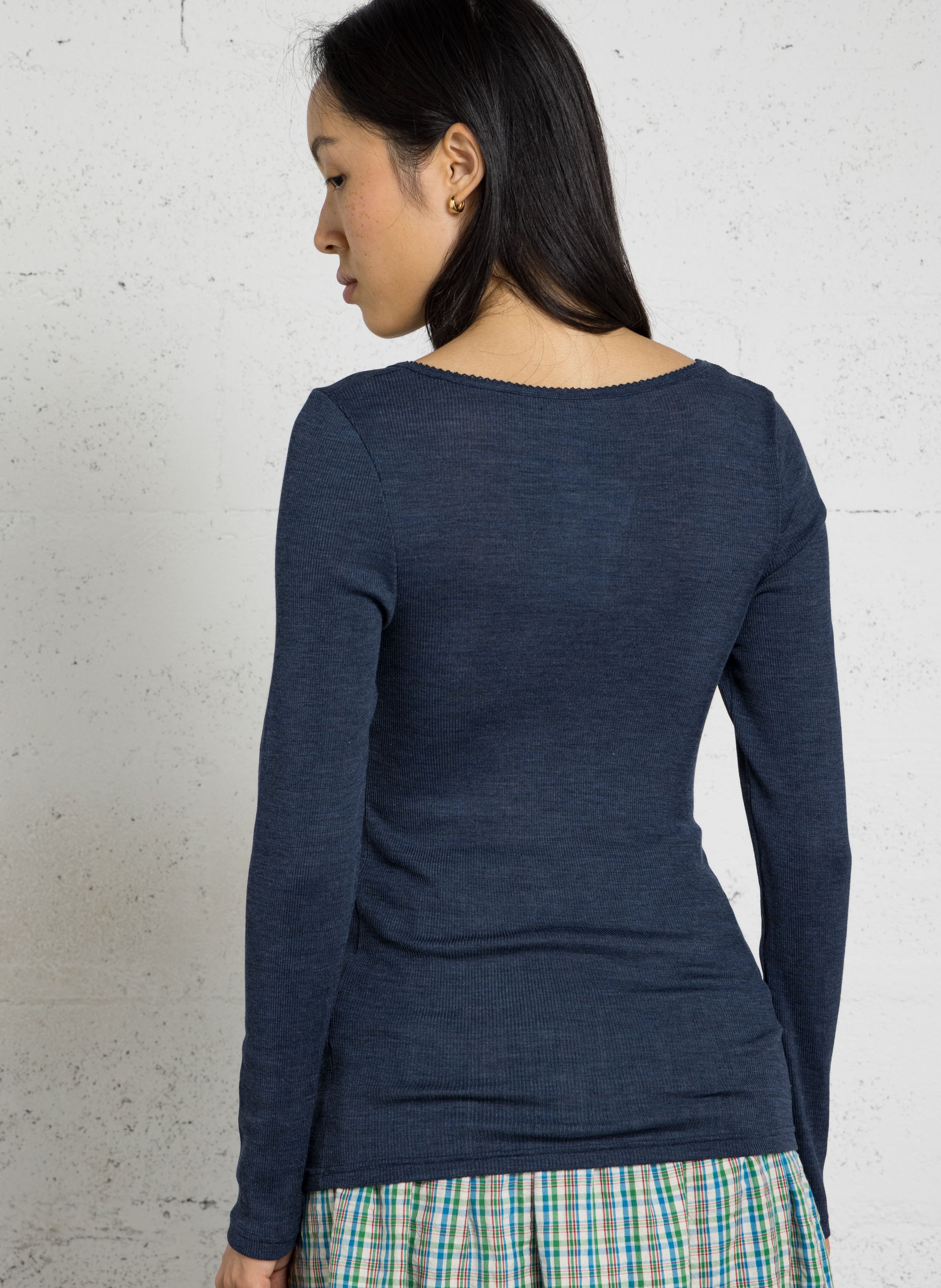 Lange mouwen effen T-shirt | Blauw ARMOR-LUX Dames
