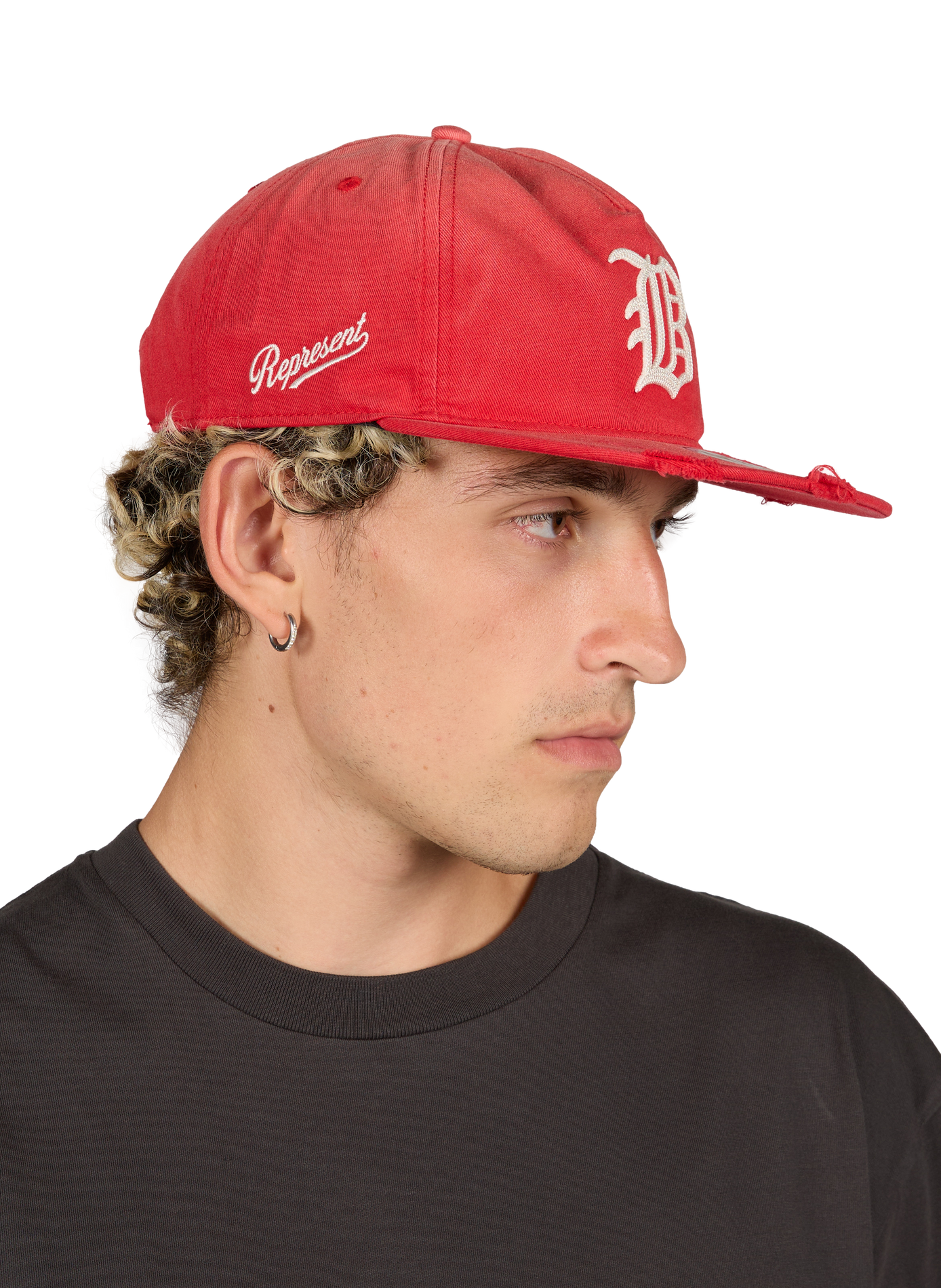 Cotton baseball cap with embroidered logo  REPRESENT Red