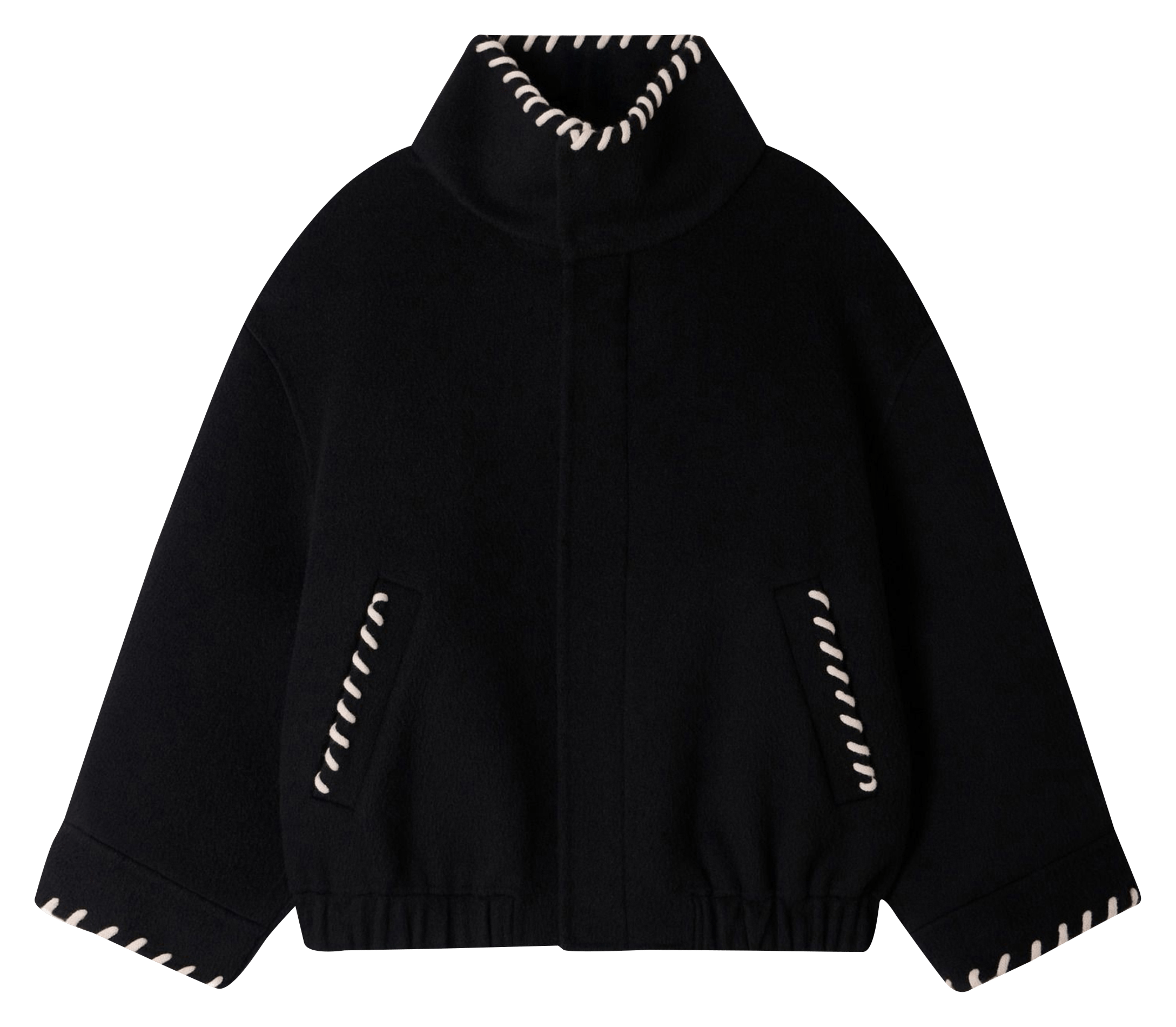 Veste col montant en laine SANDRO Noir