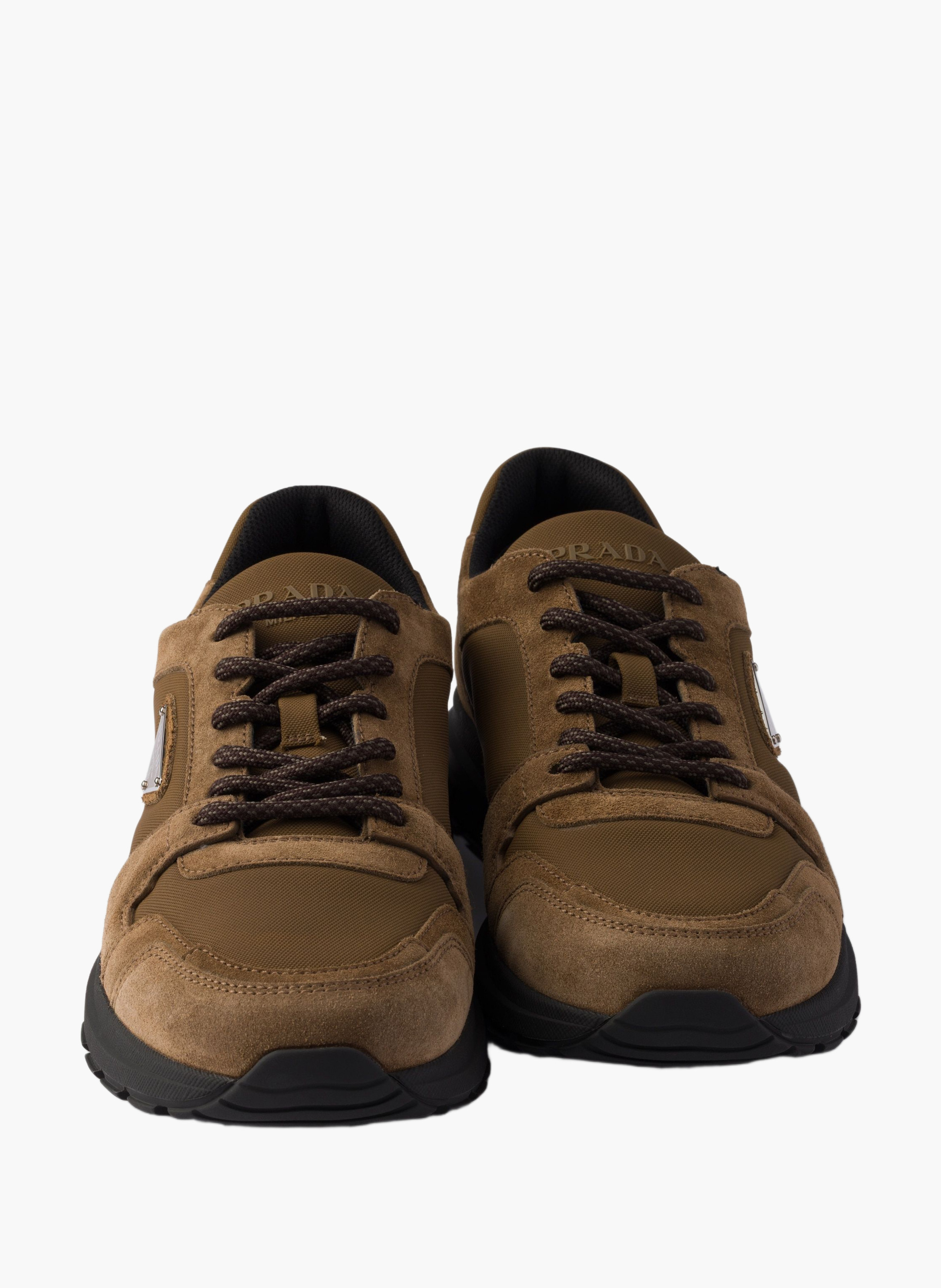 Sneakers prax en daim et re-nylon PRADA Marron
