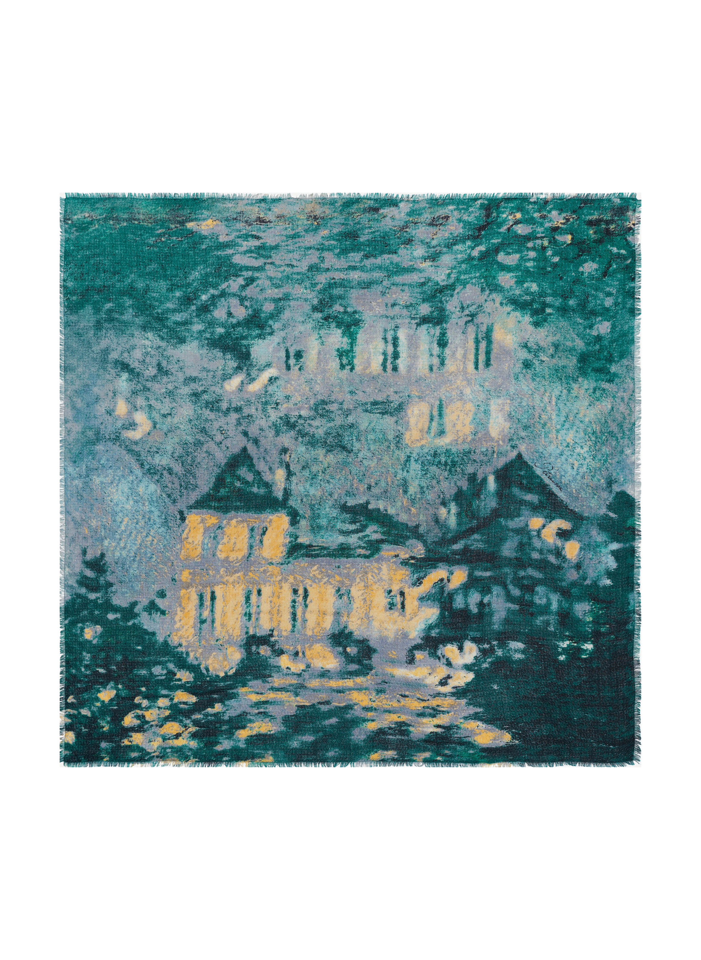 Foulard Gaia ciel en laine et soie