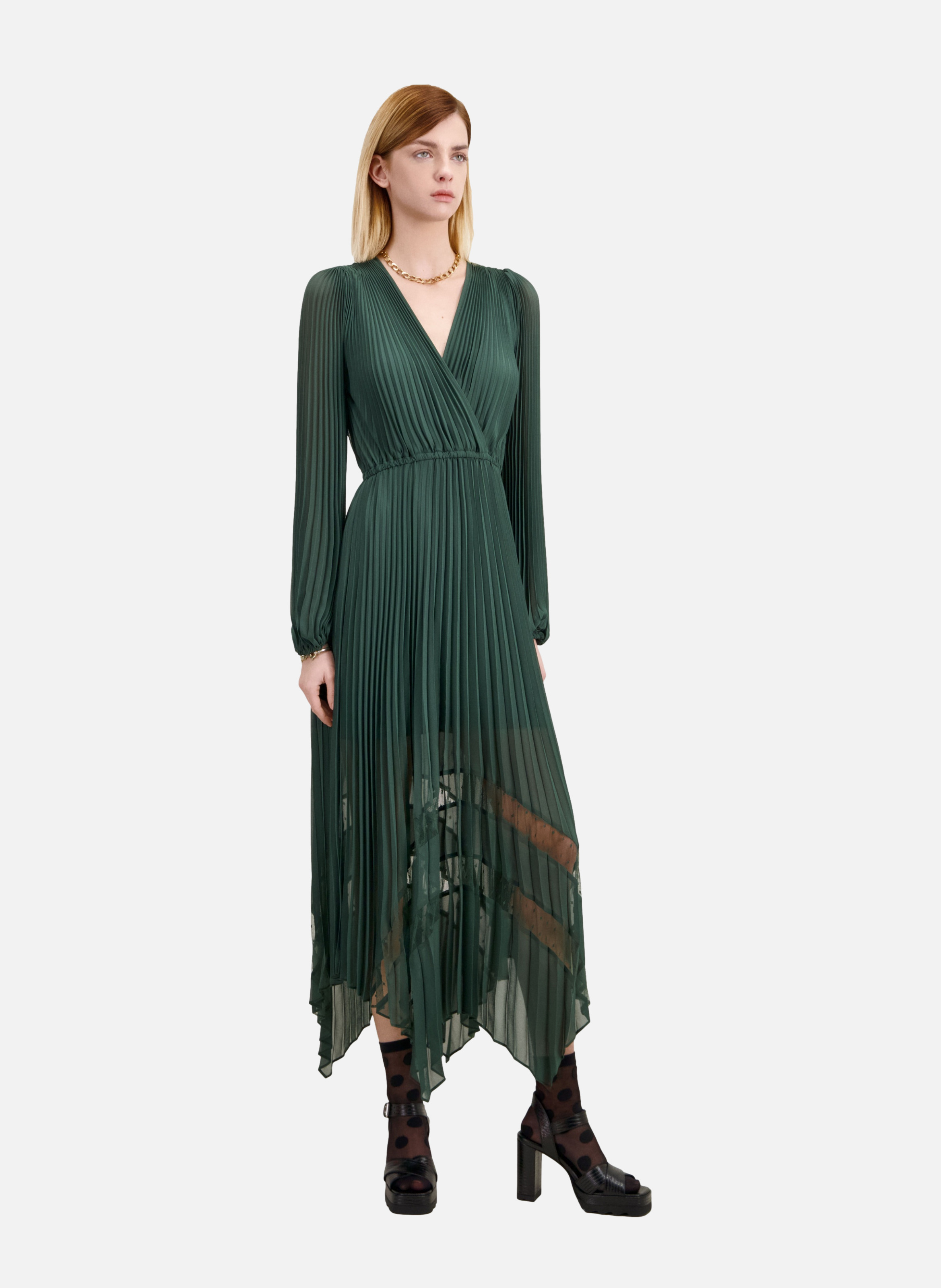 Robe longue plissée THE KOOPLES Vert