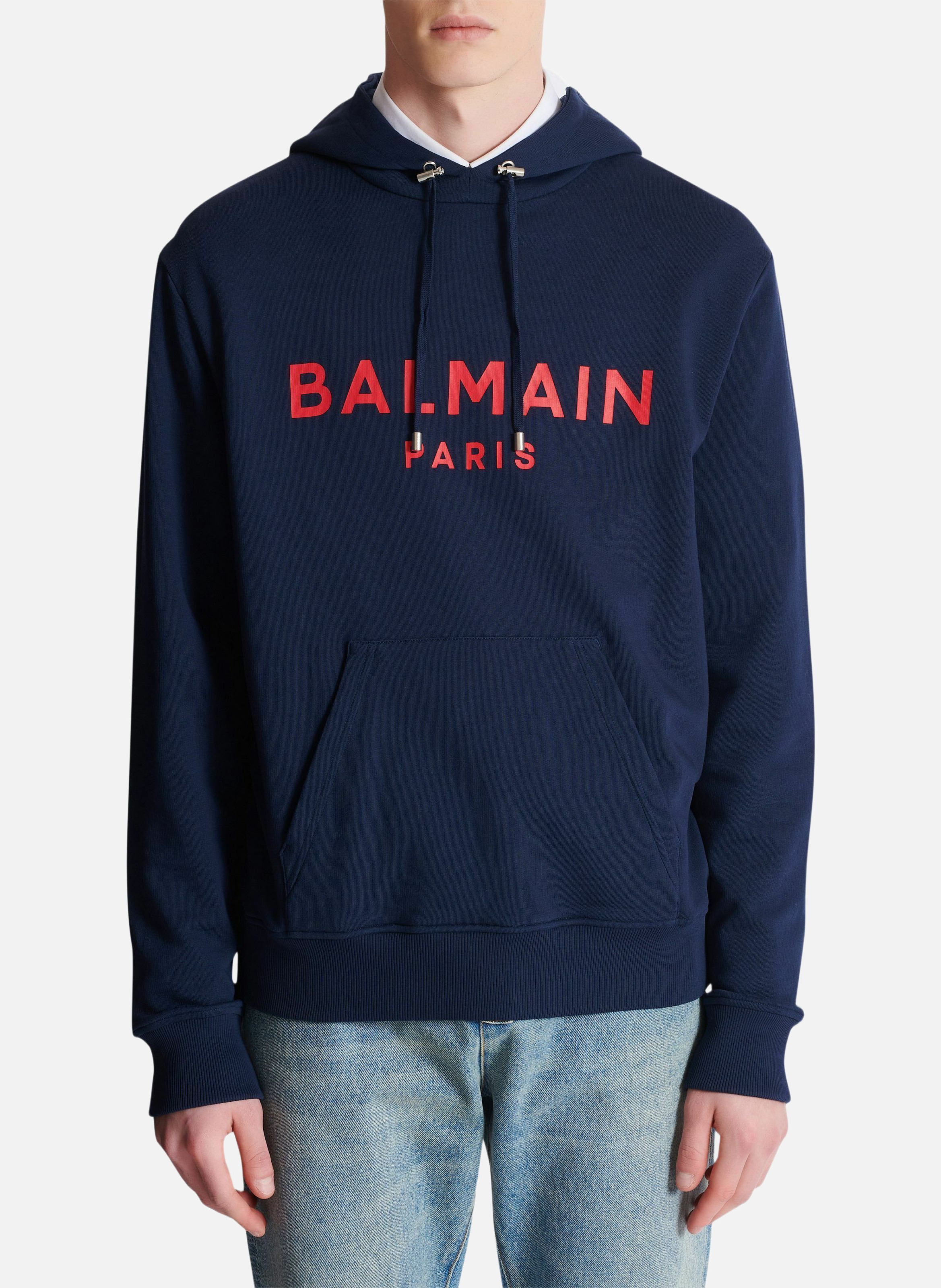 Hoodie imprimé balmain paris BALMAIN Bleu