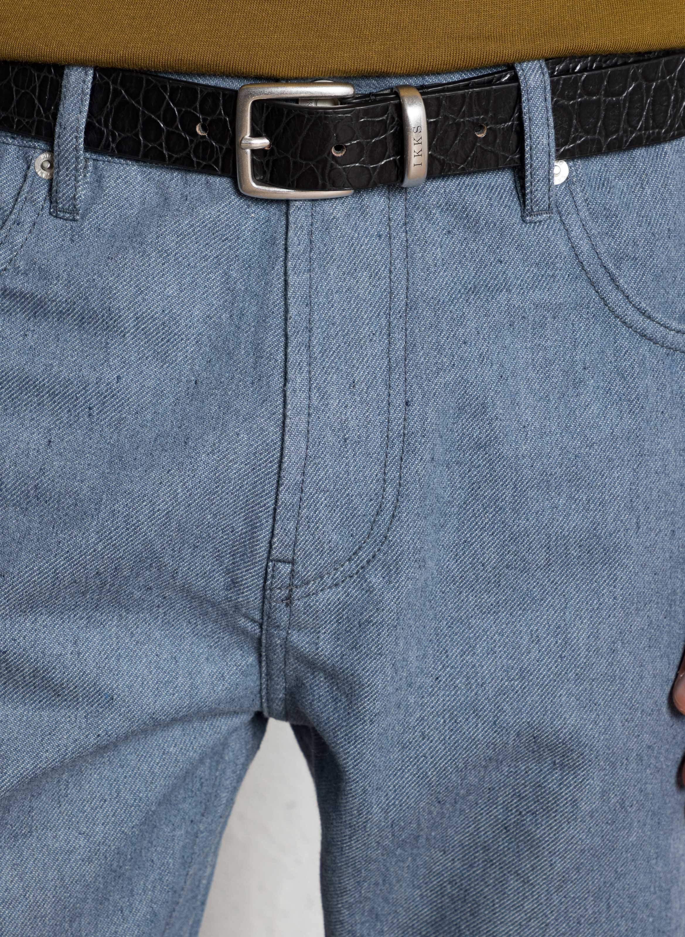 Ceinture à boucle en cuir aspect croco IKKS Noir