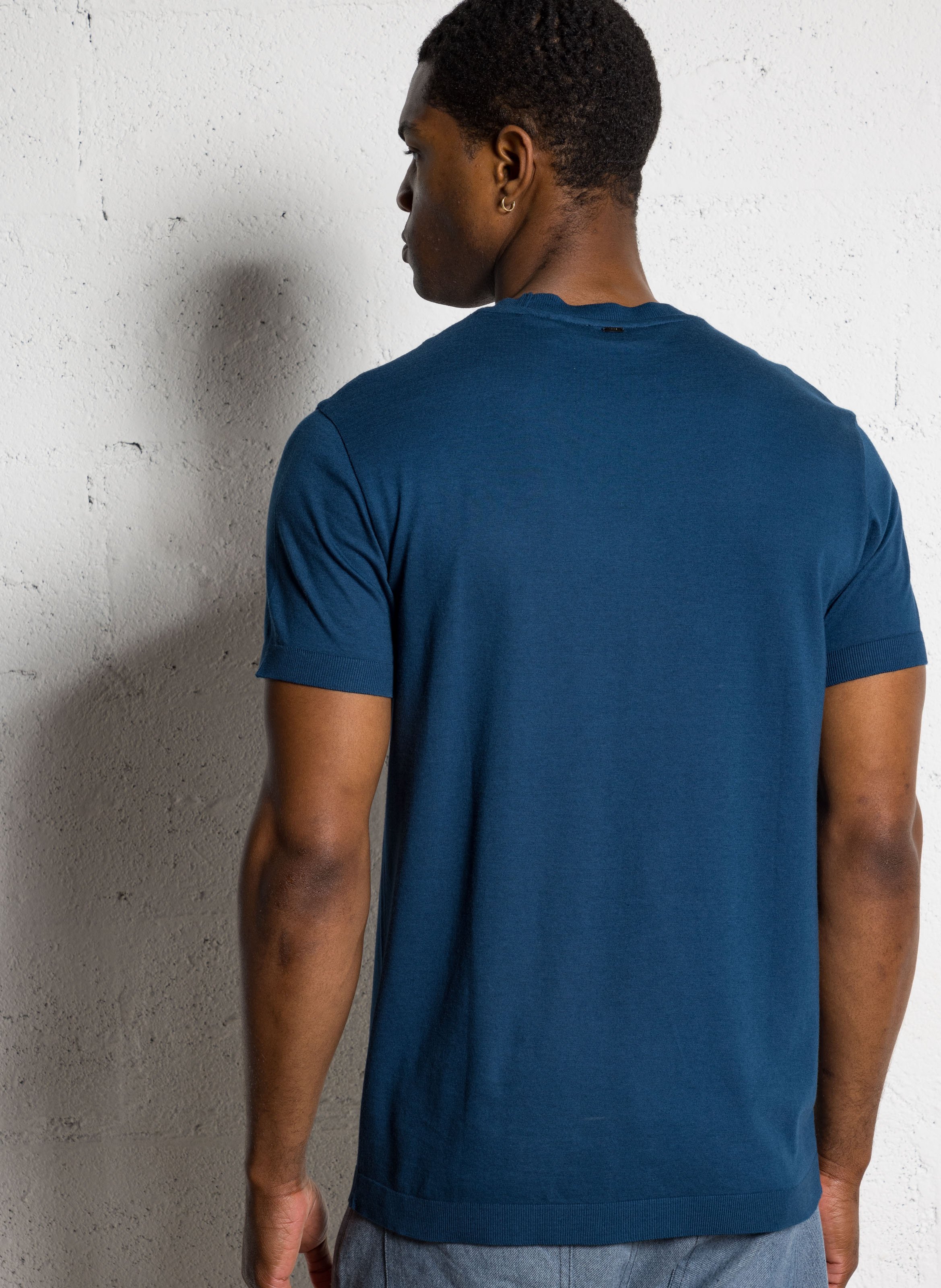 Tee-shirt droit col rond en maille IKKS Bleu