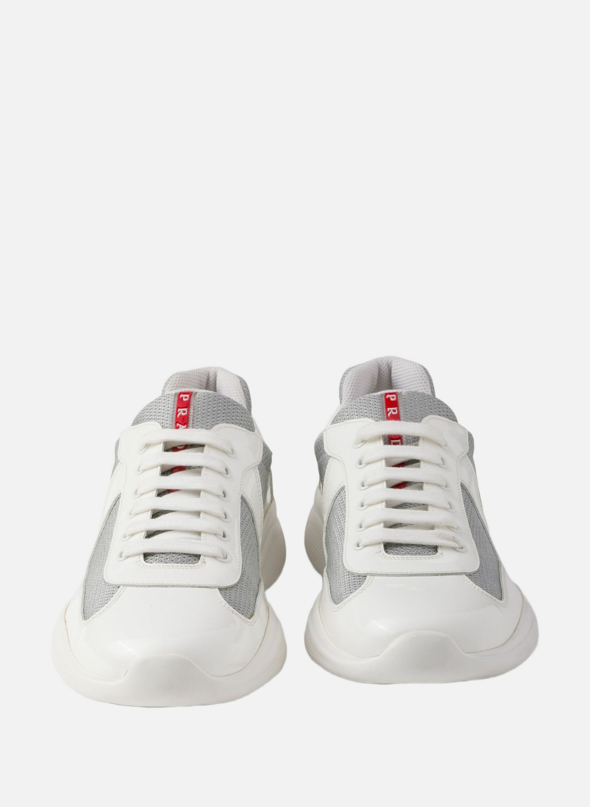 Sneakers prada america’s cup en cuir verni et tiss PRADA Blanc