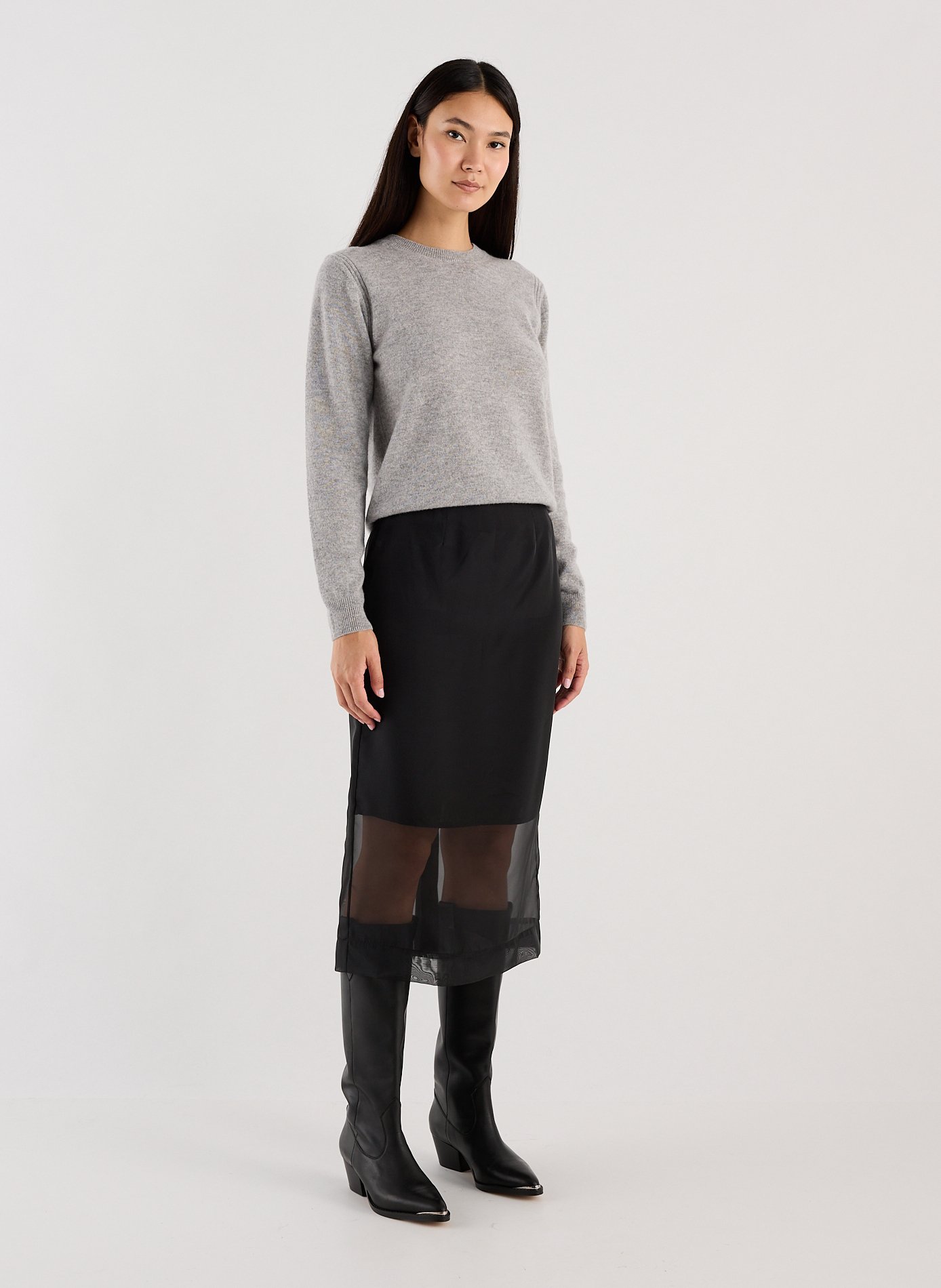 Straight midi skirt SAISON 1865 Black