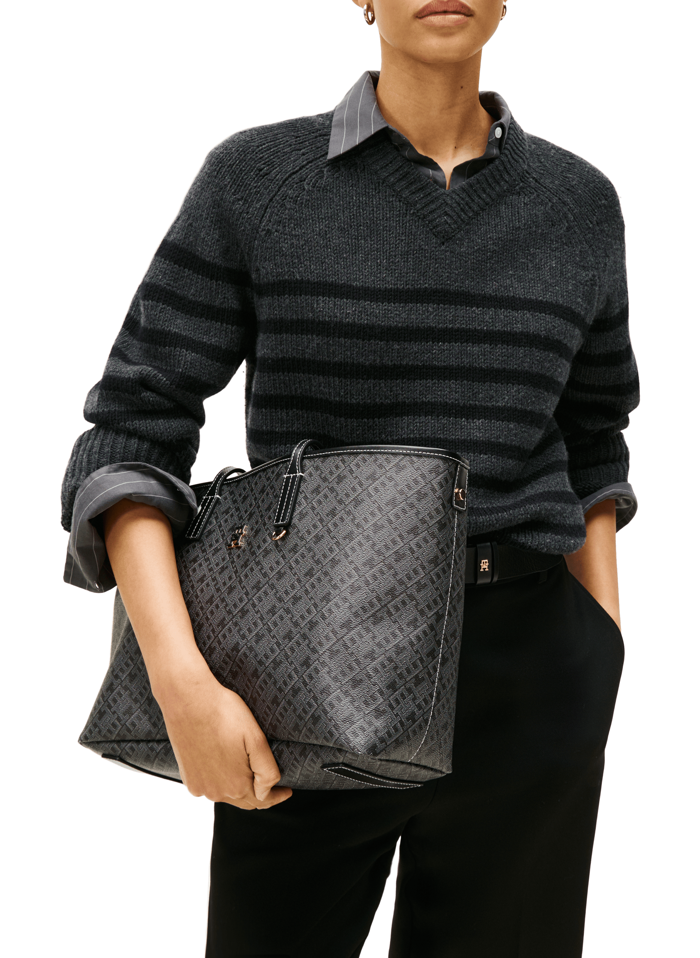 Sac cabas à monogramme TOMMY HILFIGER Noir