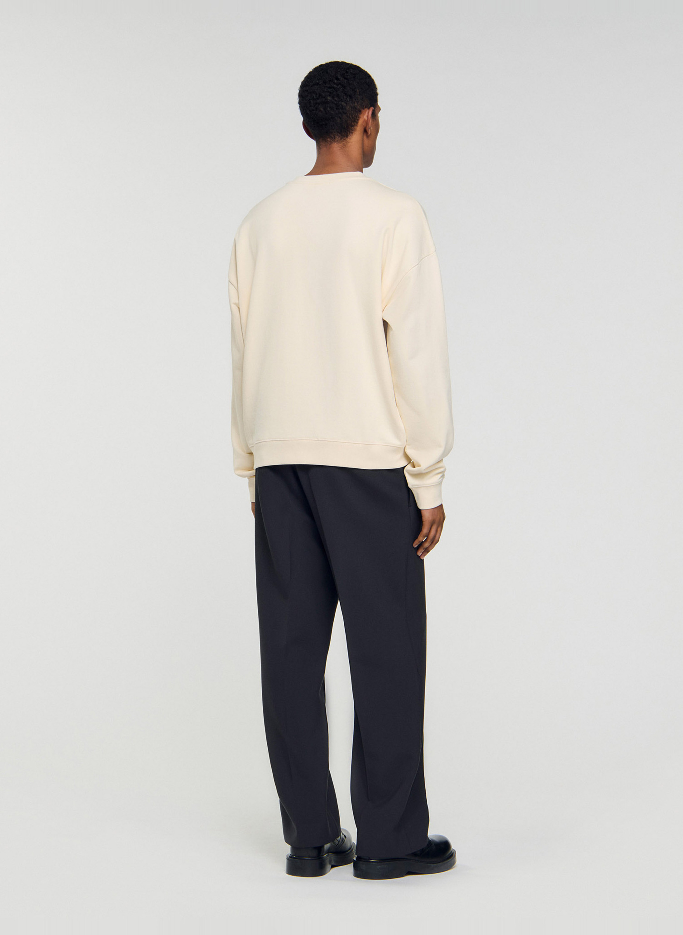 Sweat col rond en coton Beige